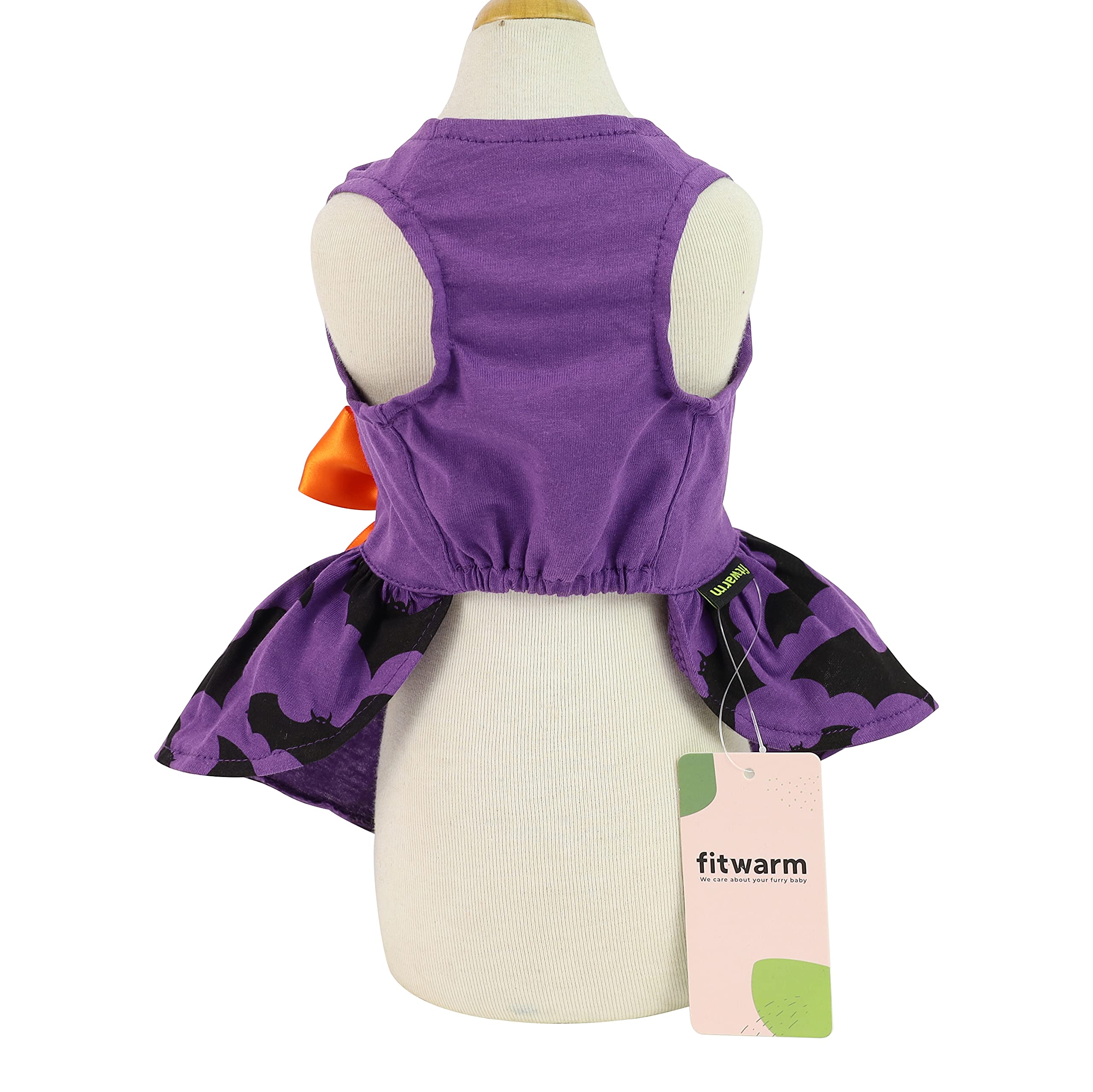 Fitwarm 100% Cotton I'M The Good Witch Halloween Dog Costume Puppy Dress Doggie Party One Piece With Bowknot Pumkin Bat Pet Vest Shirt Holiday Cat Outfits Purple X-Small