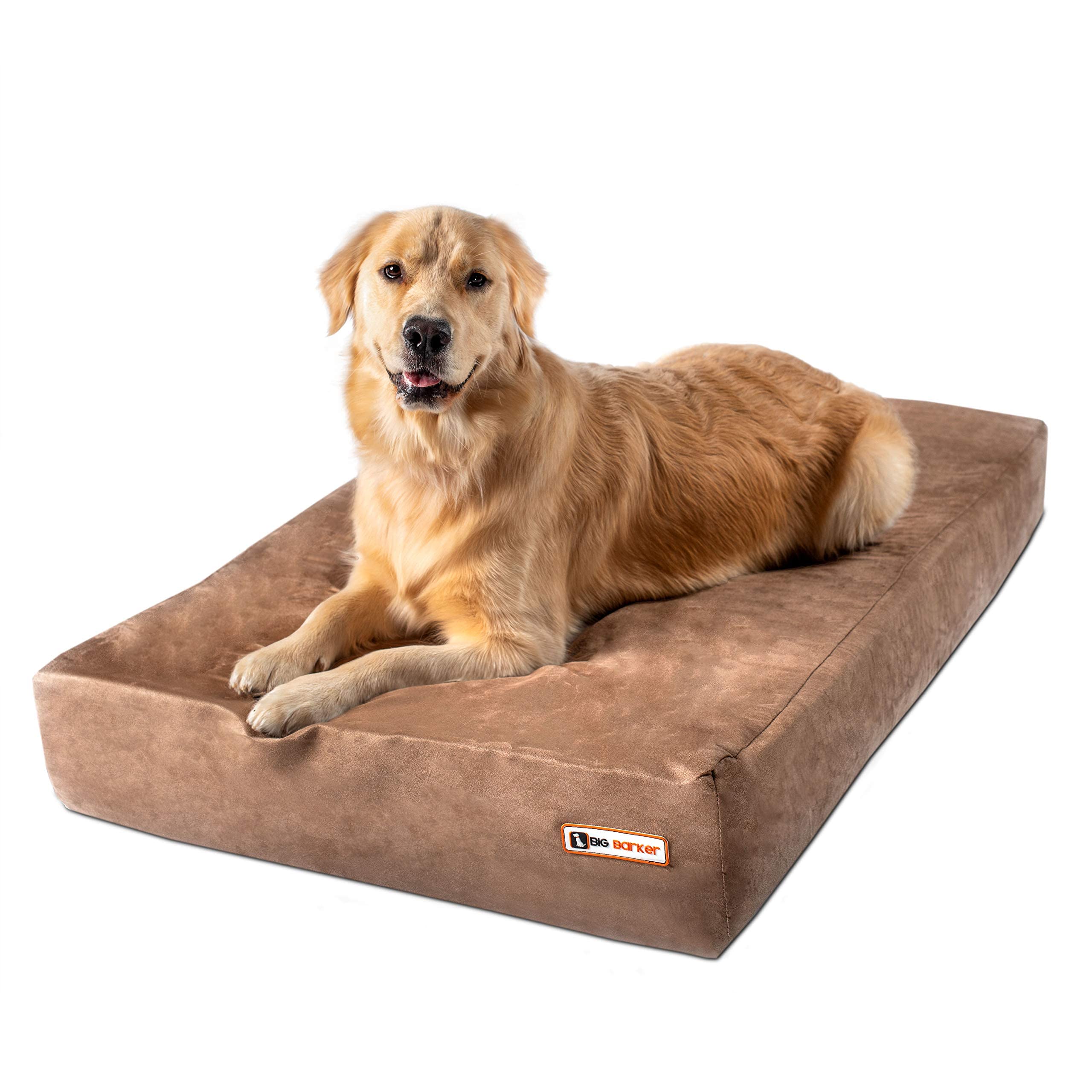 Barker Beds Sleek Dog Bed For Large Sized Dogs (Large, Khaki) - 7'' Thick Soft & Comfortable Orthopedic Cushion - Durable & Wash