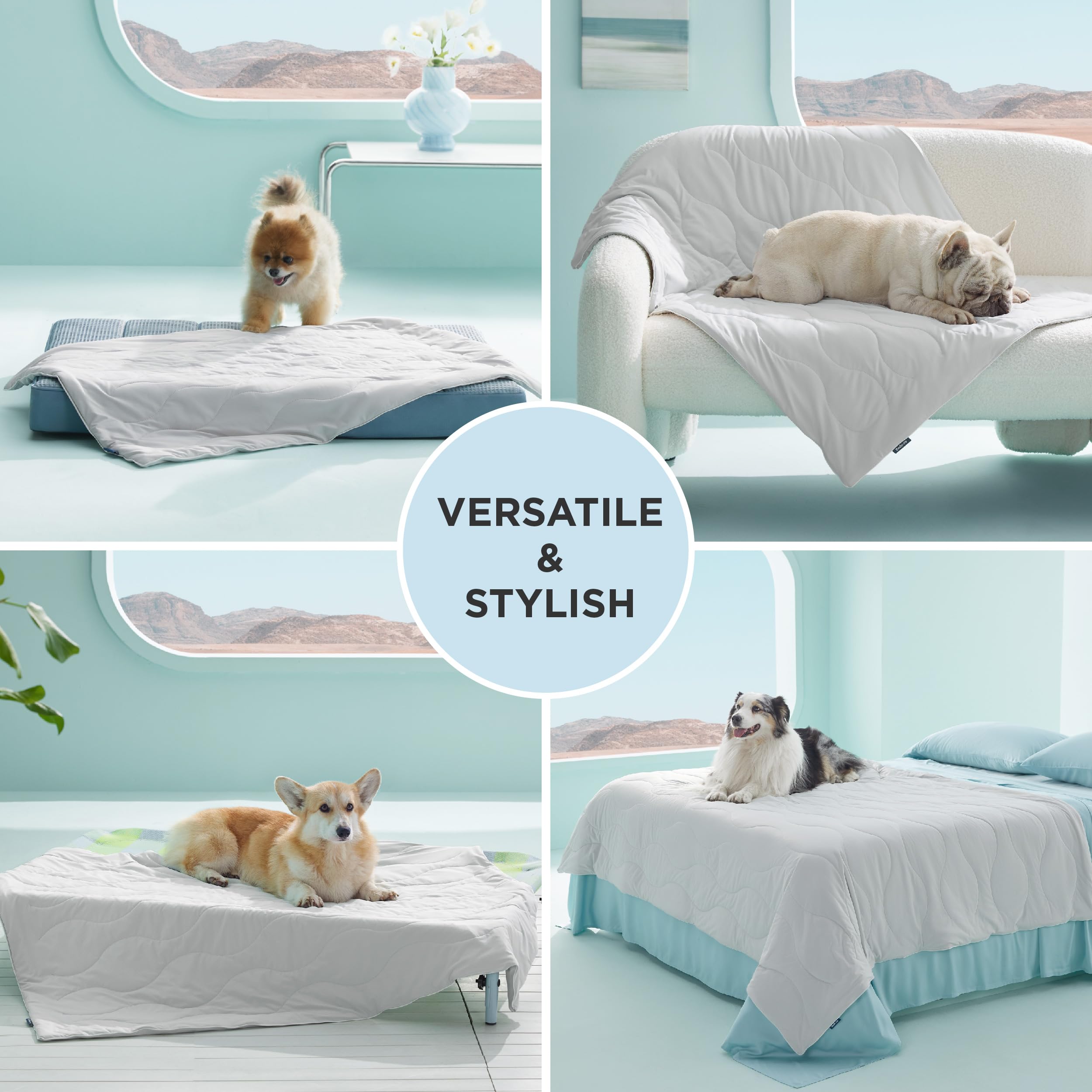 Bedsure Premium Cooling Blanket For Large Dog - Q-Max>0.5, Breathable Summer Washable Cold Pet Mat, Soft Durable Self Cooling Do