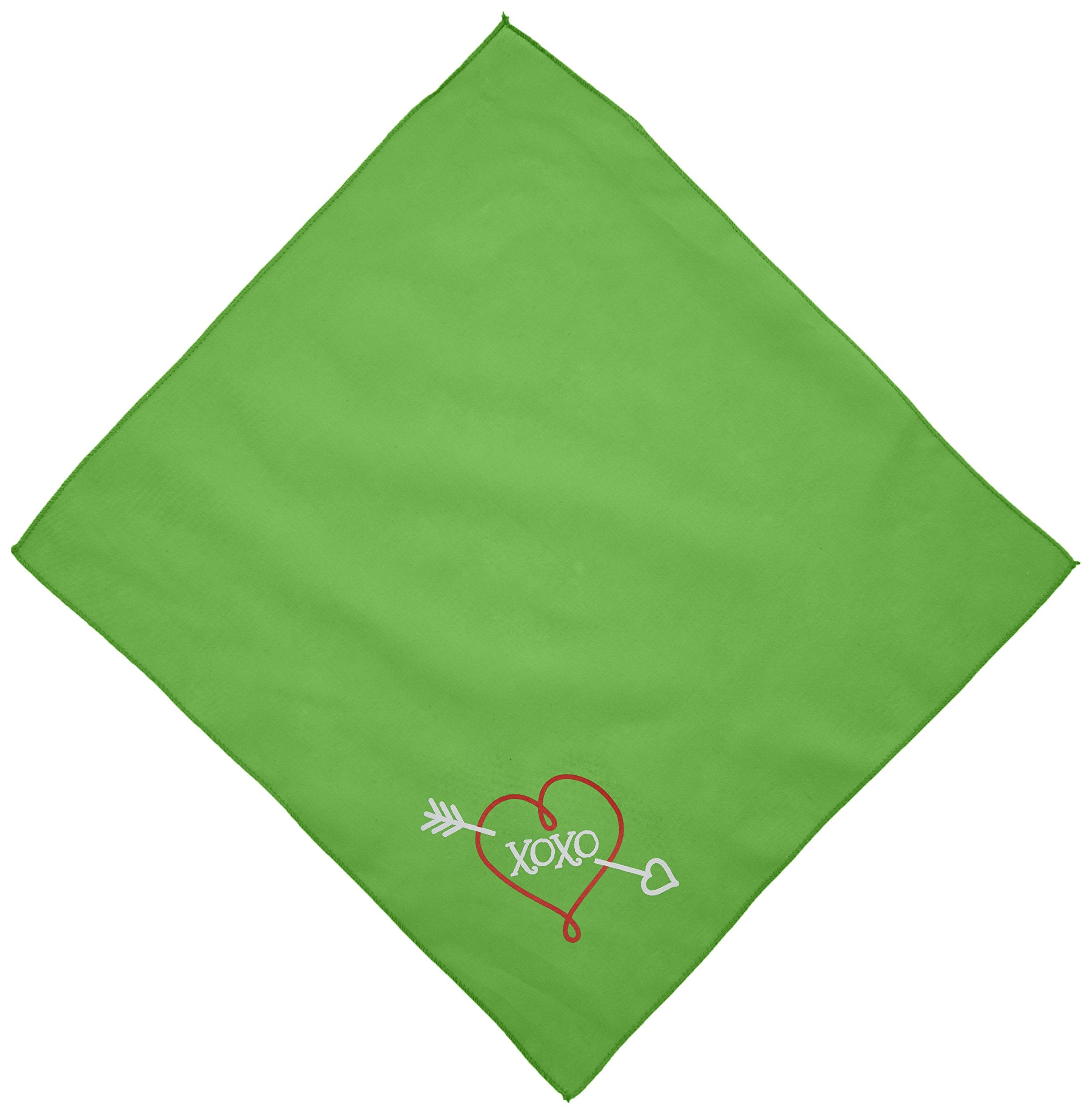 Pet and Dog Bandana Screen Printed, &quot;XOXO&quot; Lime Green Small