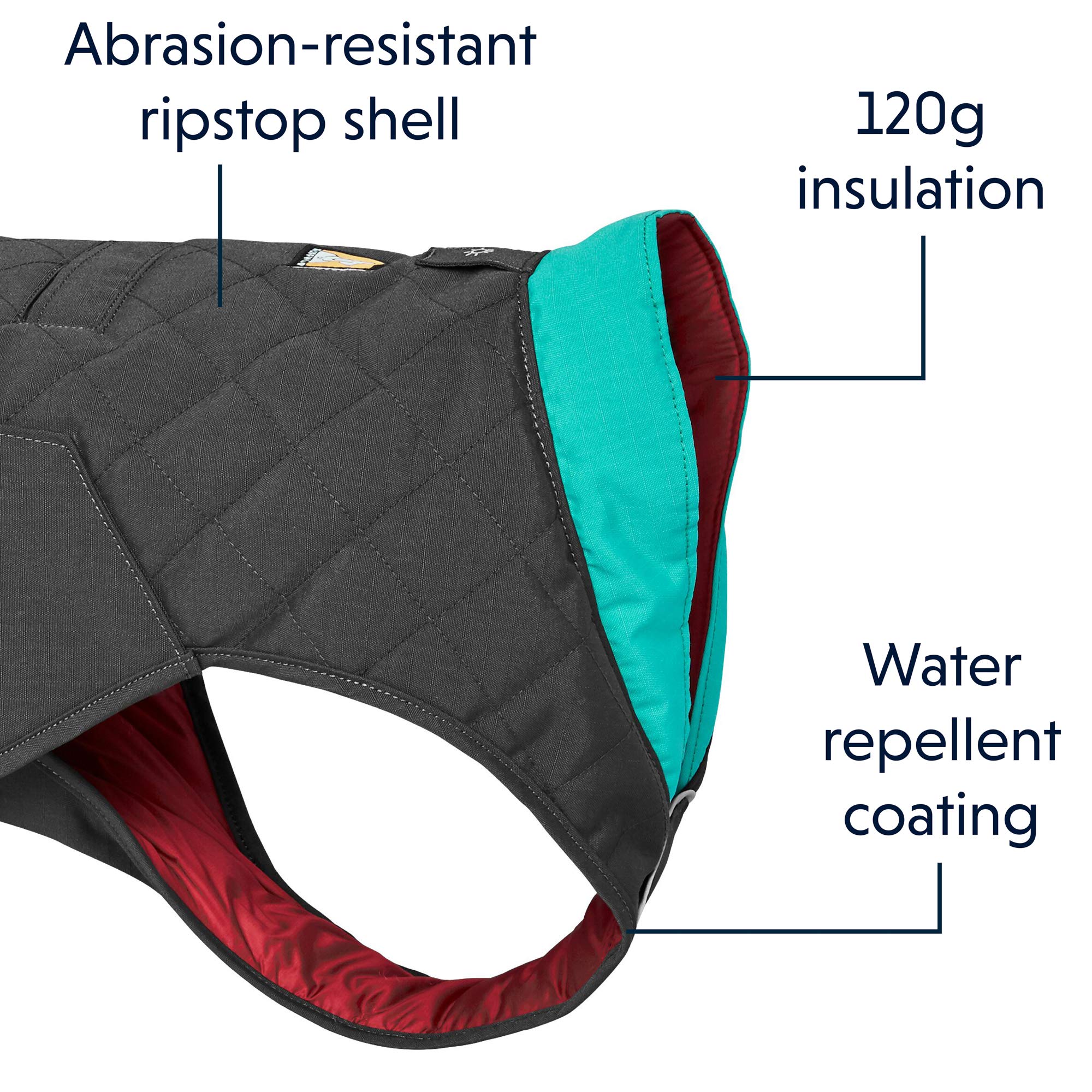 Ruffwear, Stumptown Insulated And Reflective, Cold Weather Winter Jacket For Dogs, Twilight Gray, Small