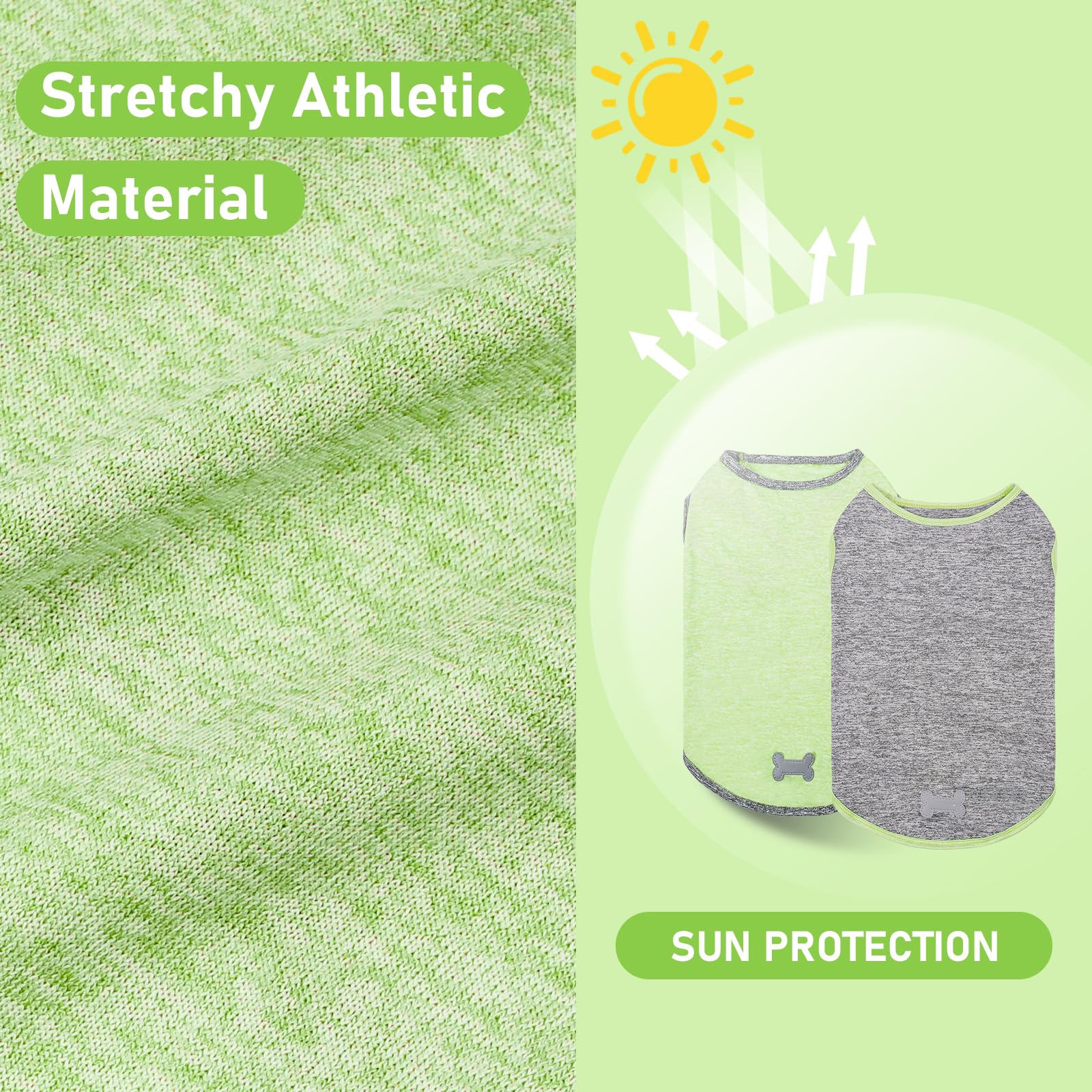 Kyeese 2Pack Dog Shirts Sun Protection Quick Dry Dog T Shirt Stretchy Sleeveless Pet Vest Lightweight Pet Clothes Soft Tank Top