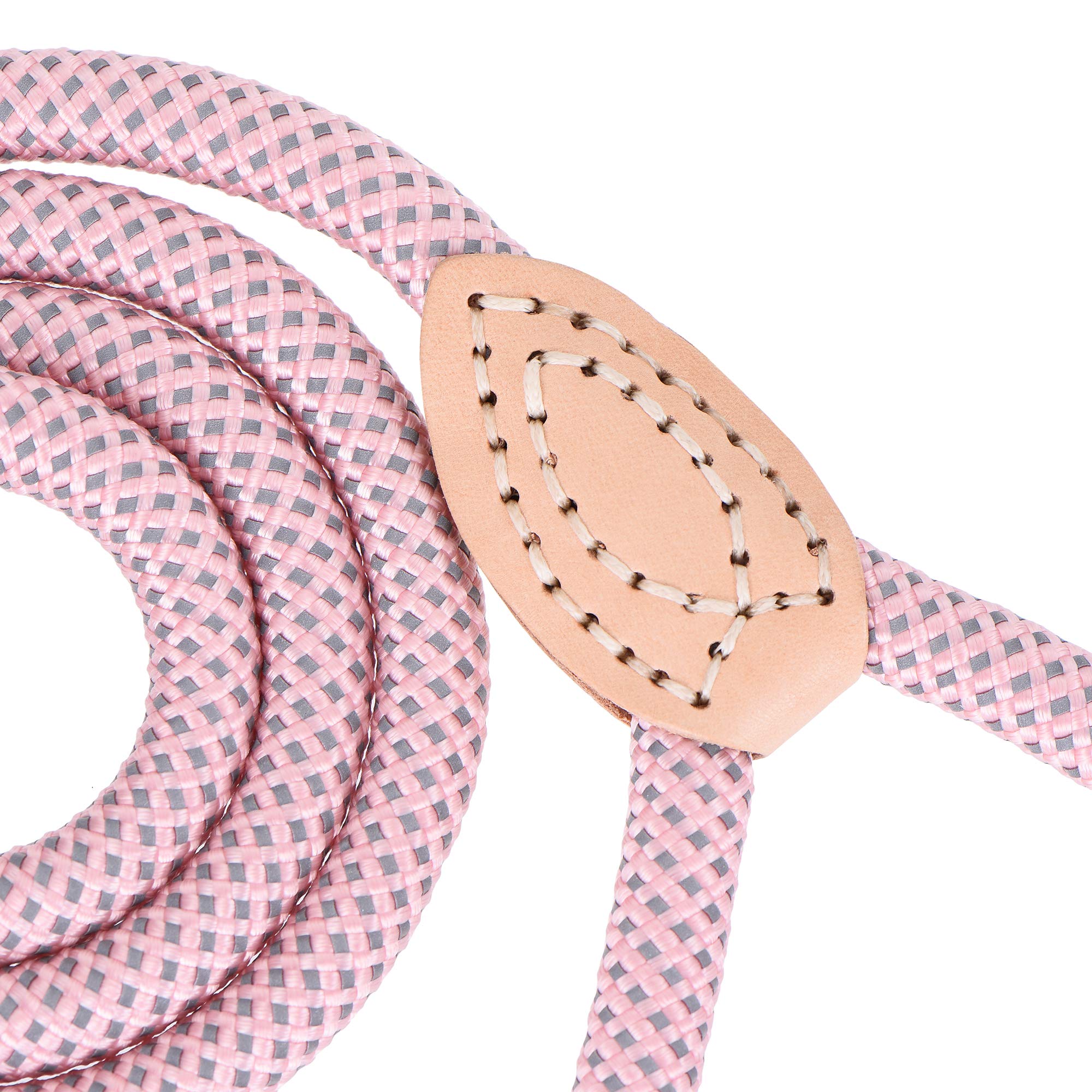 Mile High Life | Chew Proof Dog Leash | Dog Rope Leash | Reflective Dog Leashes | Climbing Rope Dog 4Ft Leash W Leather Tip(Pink, 60 Inch)