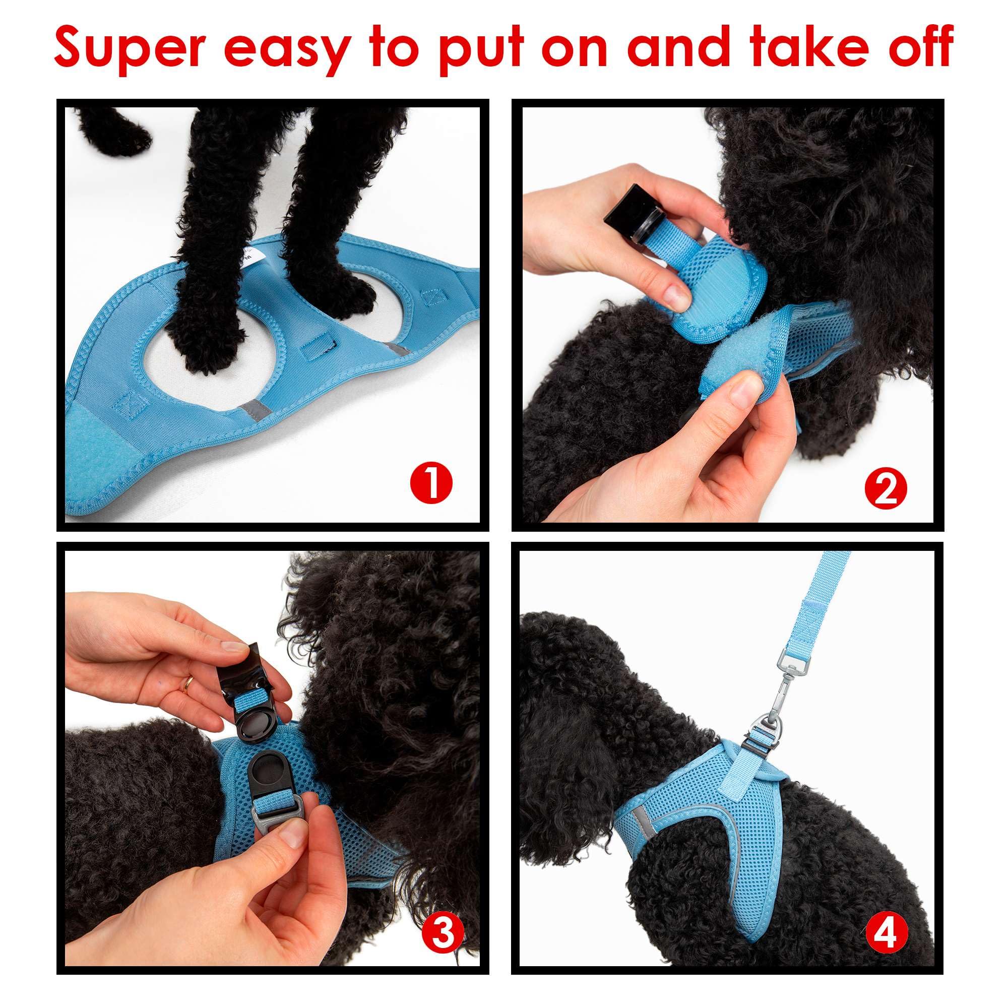Tailpetz Blue Dog Harness Small Sized Dogs, Adjustable No Pull Step in Harness for Small Dog, Reflective Puppy Harness for Puppy