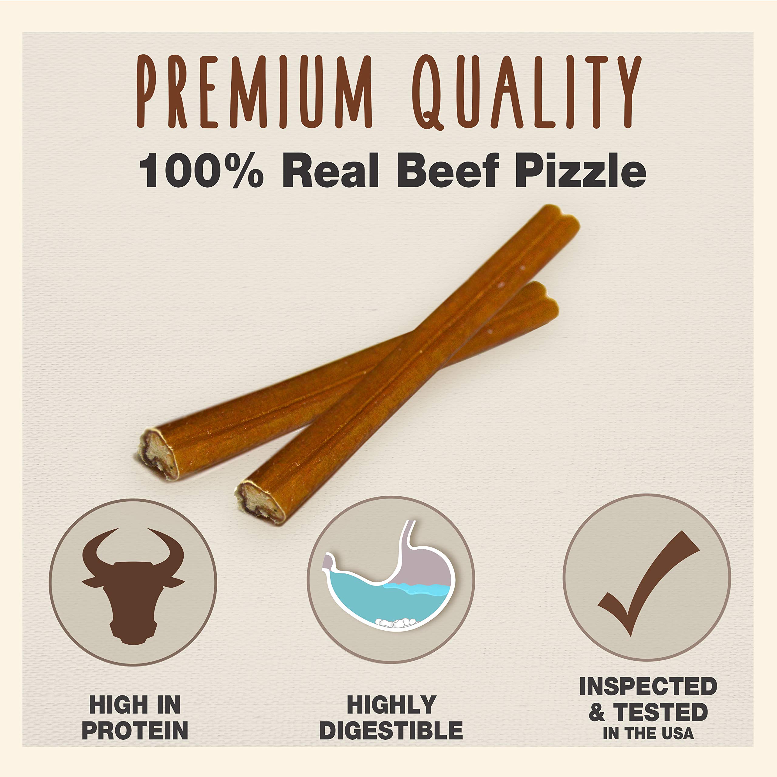Cadet Bully Sticks for Small, Medium and Large Dogs - All-Natural Beef Pizzle, High Protein, Low Fat, Long-Lasting, Grain & Rawh