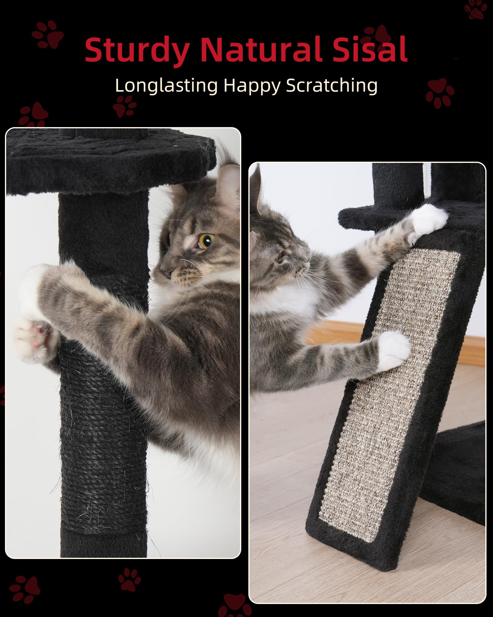 Aechonow Large Cat Tree Floor to Ceiling for Adult Cats, 86in-108in Heavy Duty Cat Tower, 18.9in Perch Bed Condo for Indoor Cat