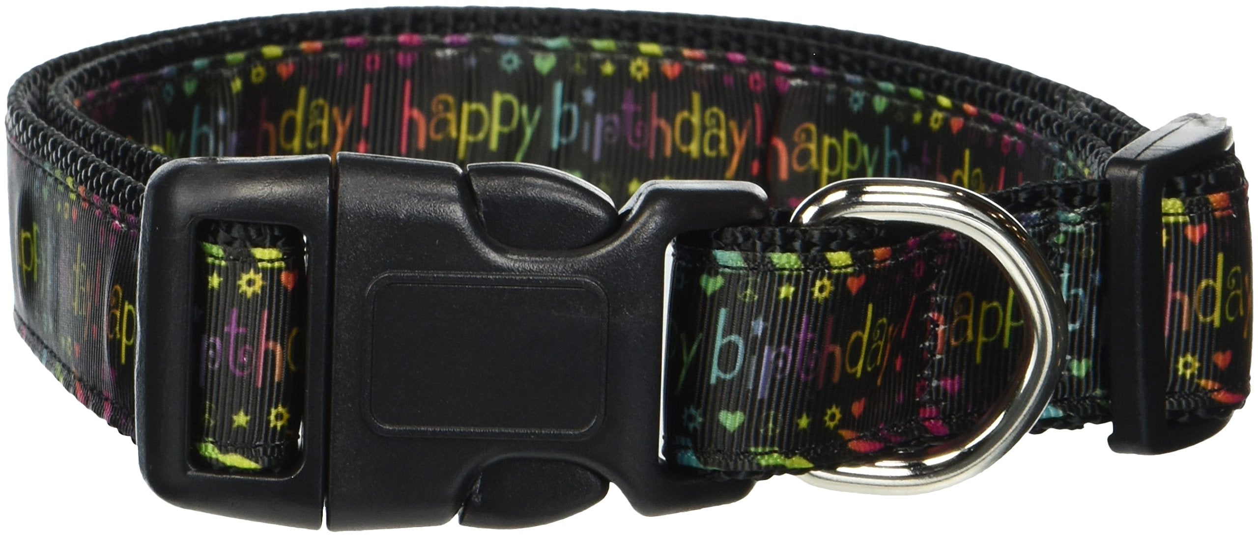 Pet Dog & Cat Nylon Collar or Leash, &quot;Happy Birthday&quot; LG Collar