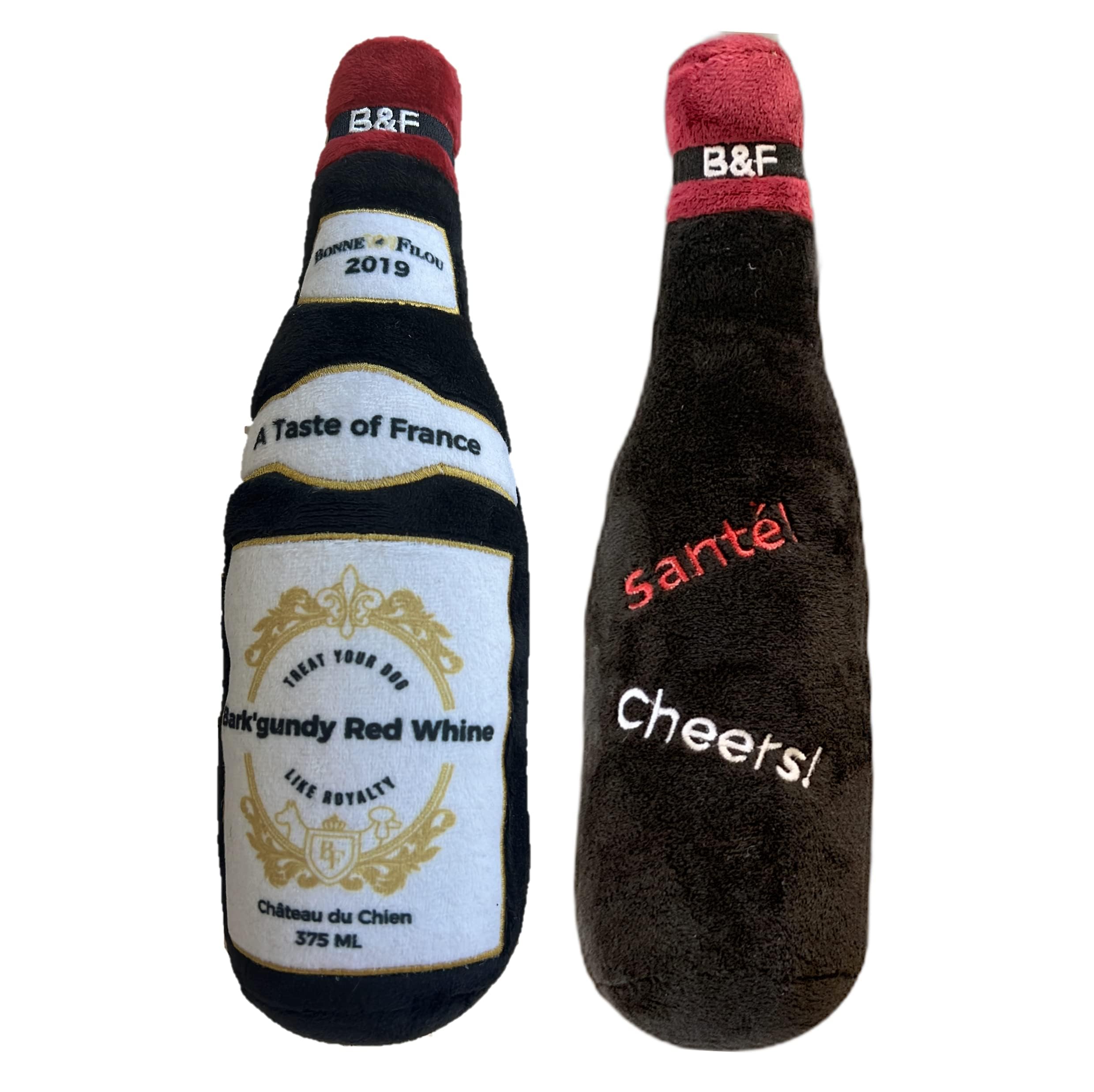 Bonne Et Filou Wine Bottle Plush Squeaky Dog Toy (Bark'Gundy Red Whine) Interactive Puppy Chew Toys For Aggressive Chewers Dog Toys For Small And Medium Dogs (1 Large Size)