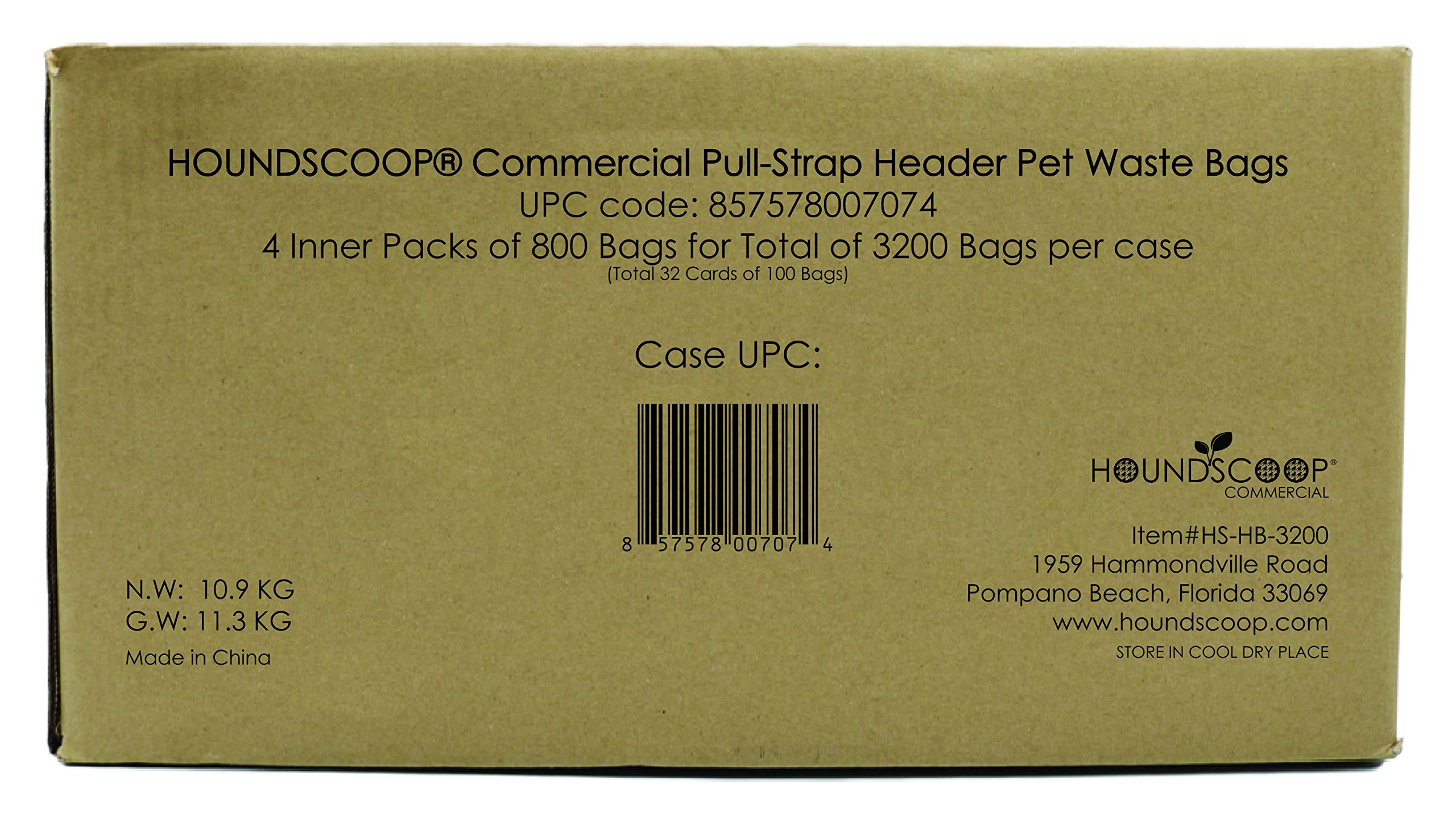 Houndscoop Case Of 3200 Pull-Strap Header Pet Waste Bags, 32 Header Packs Of 100 Bags, Commercial Dog Waste Station Bags Hoa, Re