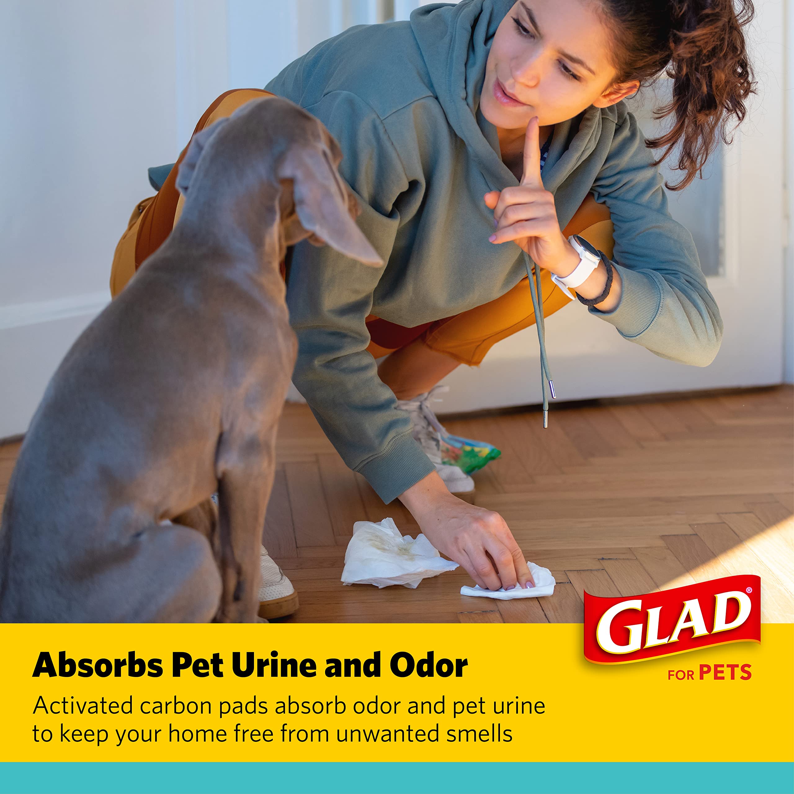 Glad For Pets Activated Charcoal Dog Training Pads, Small Size 17.5' X 23.5' | Odor Absorbing, Pee Pads For Dogs | Perfect For Training New Puppies, Grey, 120 Count