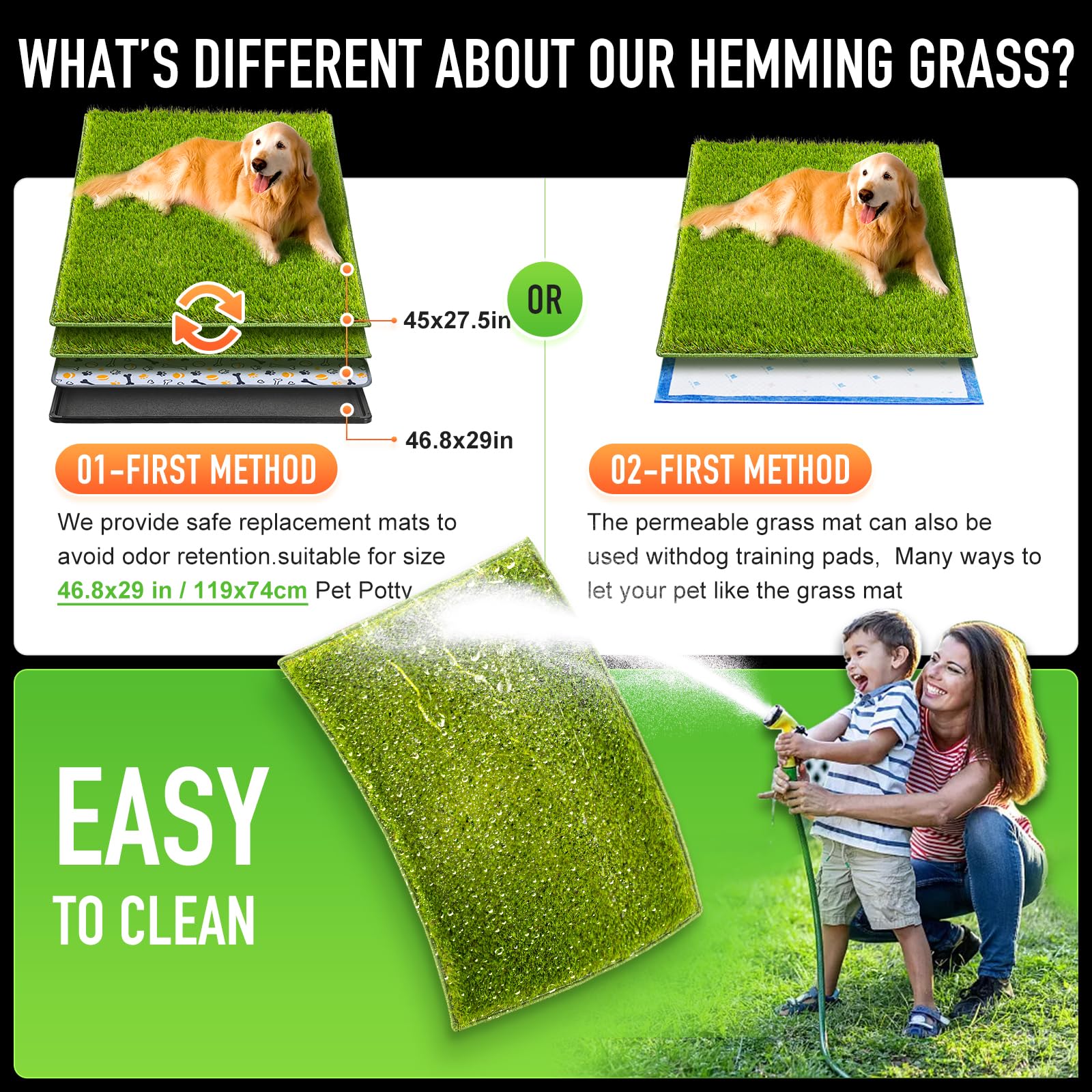 Hompet Artificial Grass For Dogs, 45''X27.5'', Professional Dog Grass Mat, Easy To Clean With Drainage Holes, Potty Training Pad