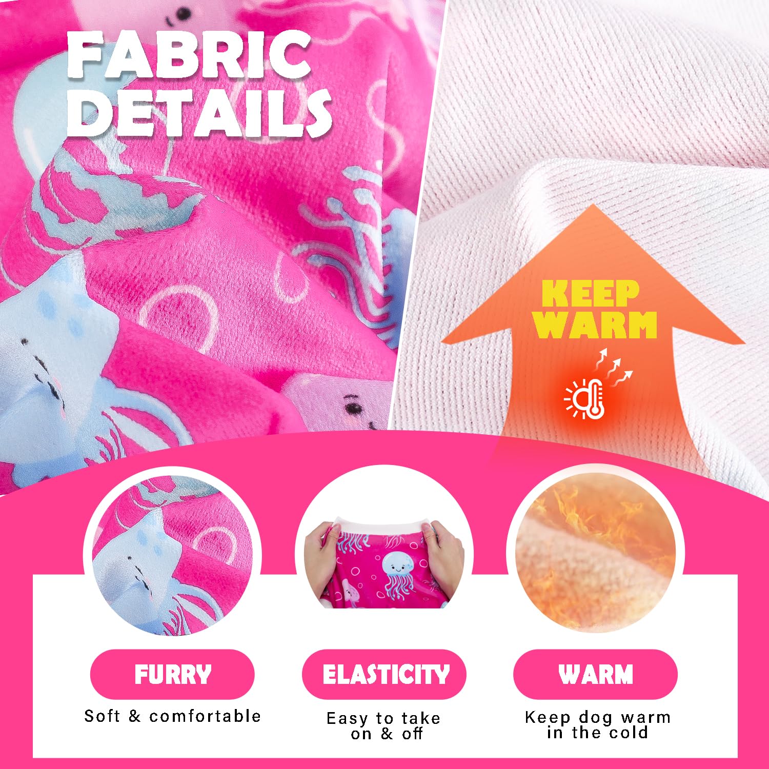 Dog Pajamas Cute Duck Soft Fleece Stretchy Dog Onesie Pet Pjs Fall Dog Clothes For Small Dogs Girl Boy (Small, Rose)