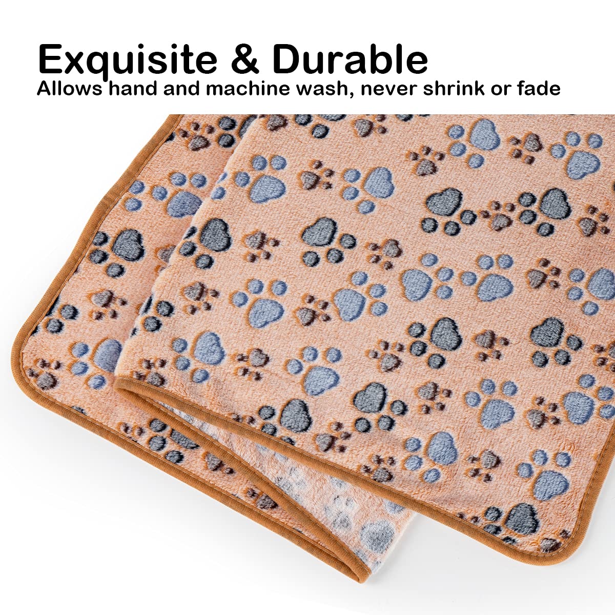 Dono 1 Pack 2 Dog Blankets, Soft Fluffy Fleece Pet Blanket Warm Sleep Mat Paw Print Design Puppy Kitten Throw Blankets Doggy Bla