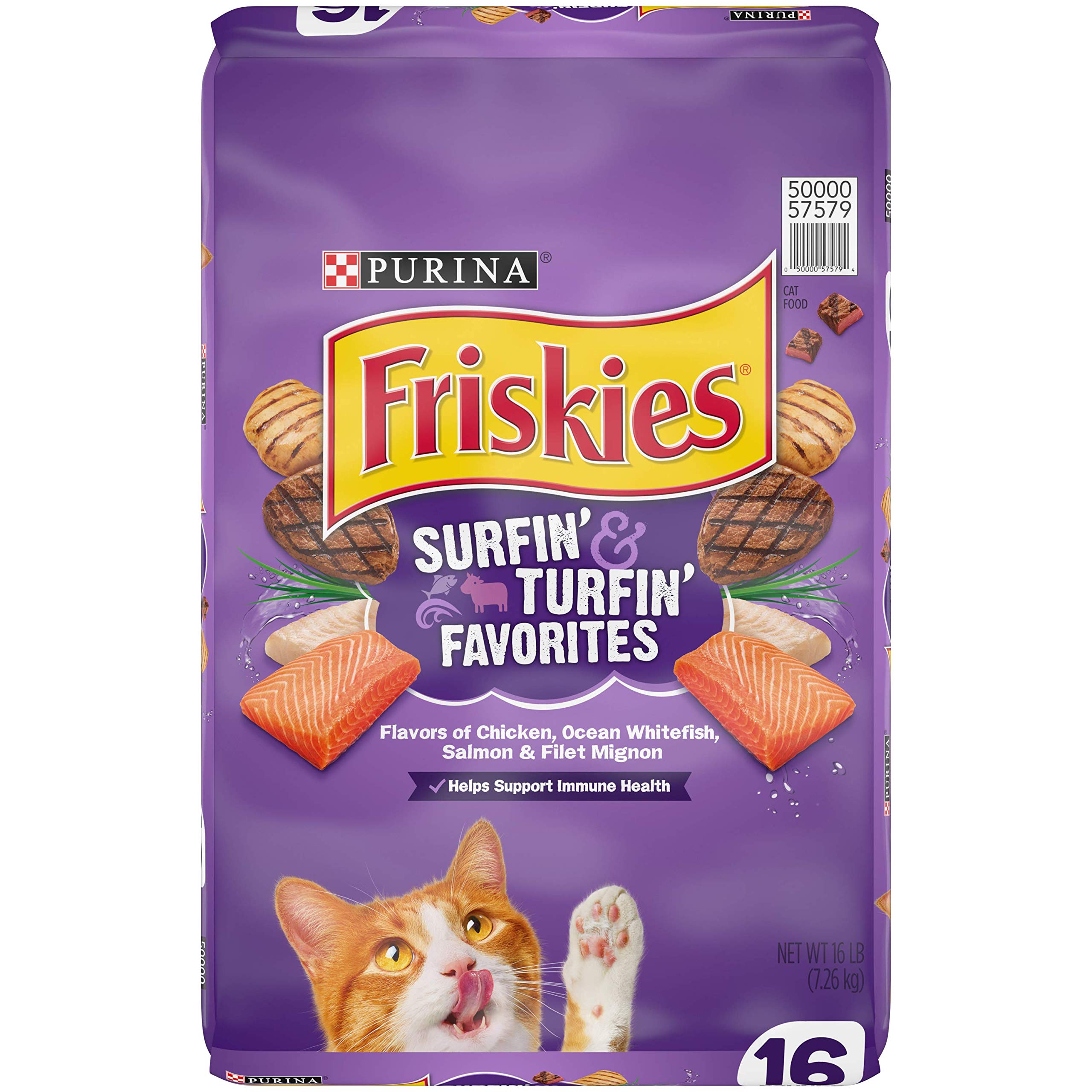 Purina Friskies Dry Cat Food, Surfin & Turfin Favorites - 16 lb. Bag