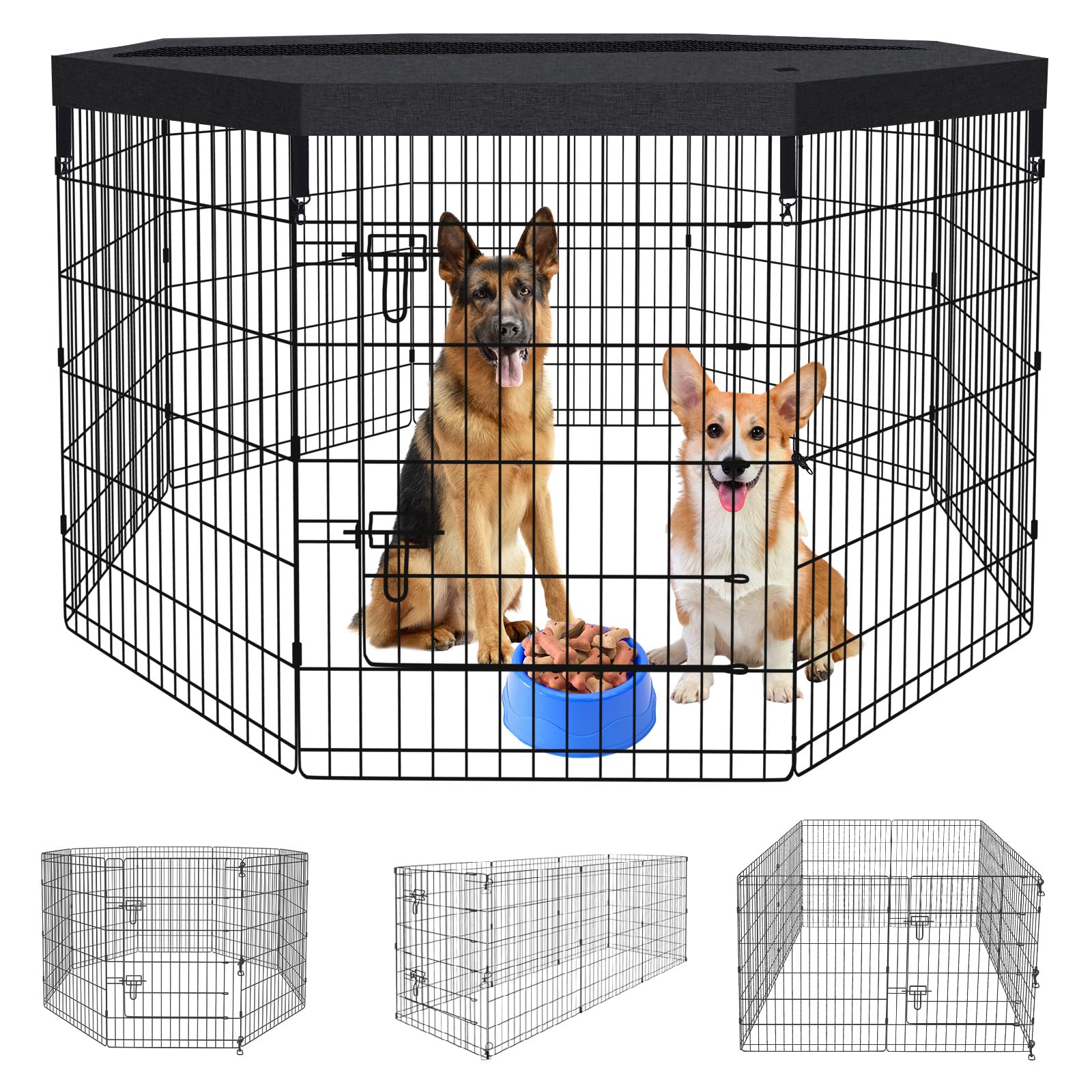 Pet Playpen Dog Fence Foldable Metal Dog Pen Wire Exercise Puppy Play Yard Pet Enclosure Indoor Outdoor 8 Panels 36 Inch With Bo