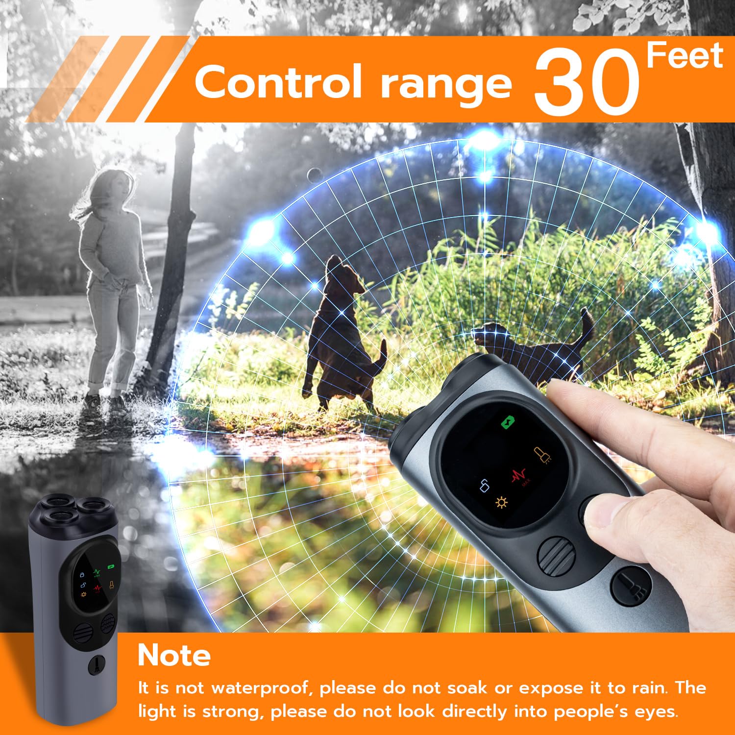 Mcbazel Dog Bark Deterrent Devices, Multifunctional Powerful Anti Barking, Rechargeable Ultrasonic Control Up To 50Ft - Black