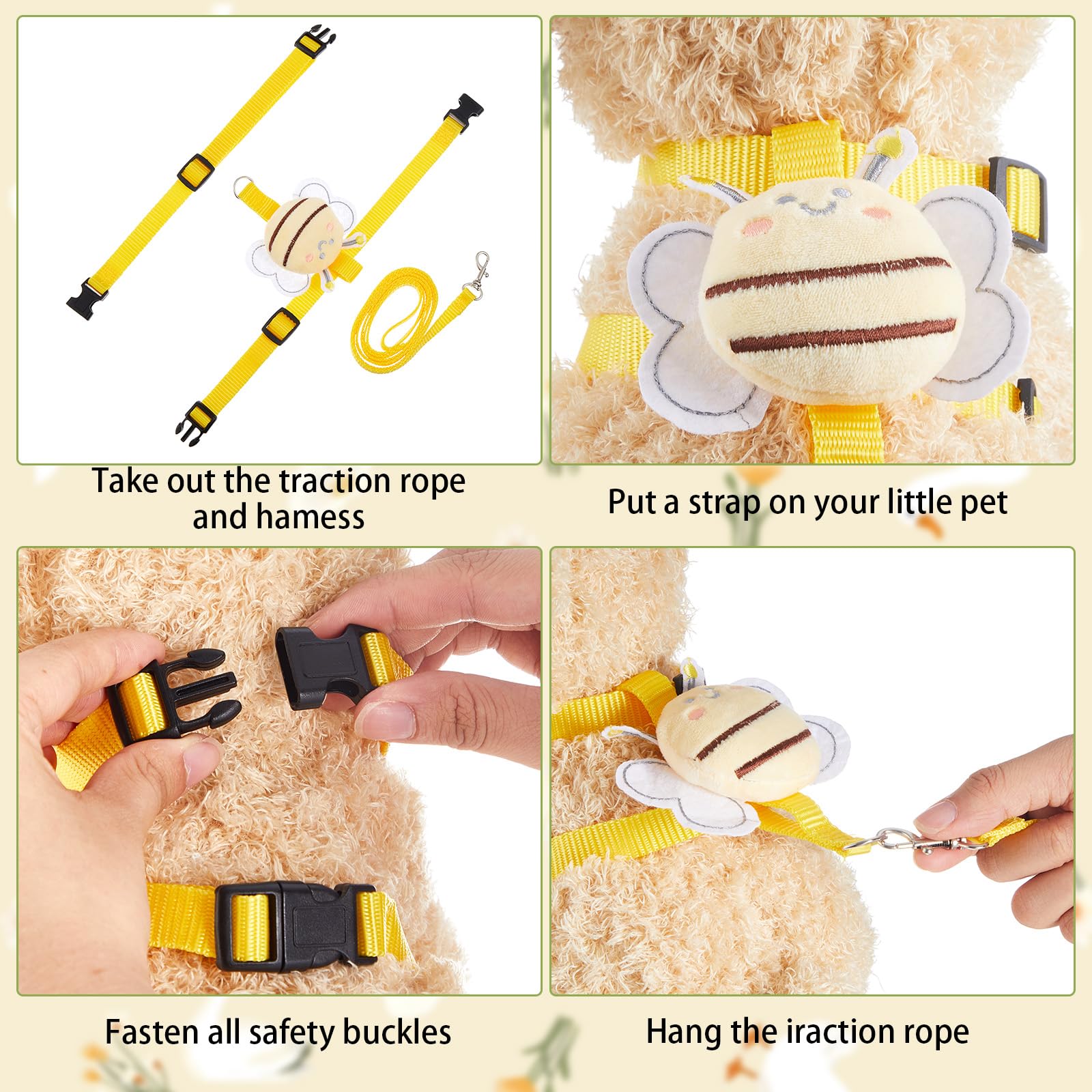 SilTriangle Duck Harness Leash Set Duck Harness and Leash for Real Ducks Adjustable Walking Rope Pet Cute Pattern Outdoor Tracti