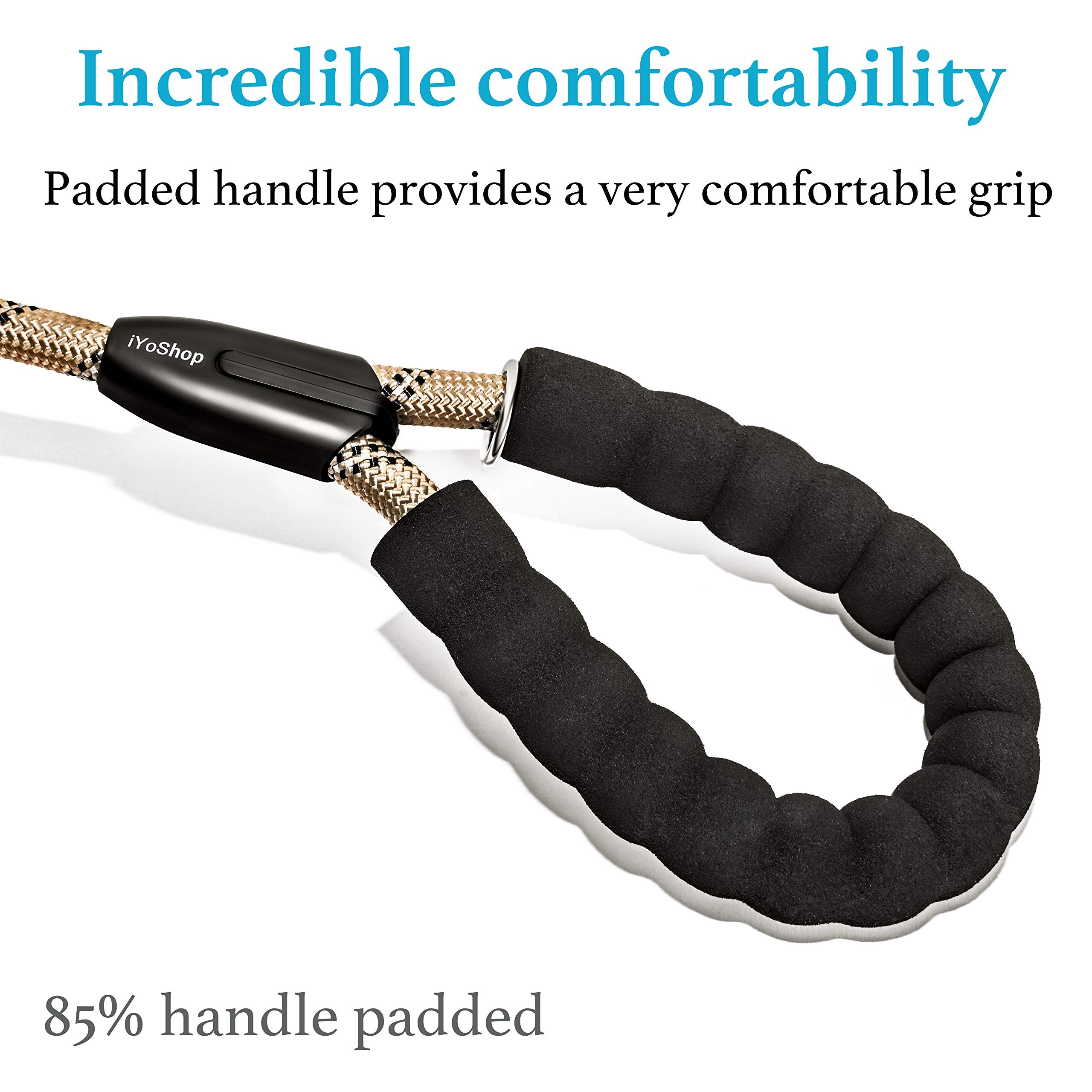Iyoshop Dual Dog Leash, Double Dog Leash, 360 Swivel No Tangle Walking Leash, Shock Absorbing Bungee For Two Dogs, Khaki, Large (25-150 Lbs)