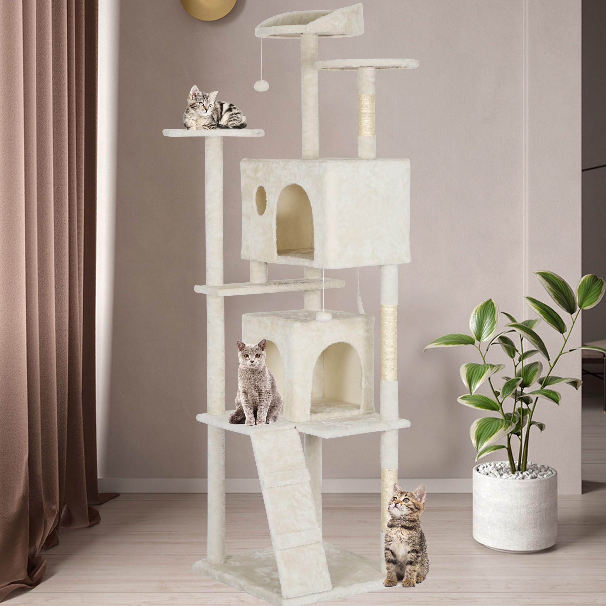 Bestpet 81In Cat Tree Tower For Indoor Cats,Multi-Level Cat Furniture Activity Center With Cat Scratching Posts Stand House Cat