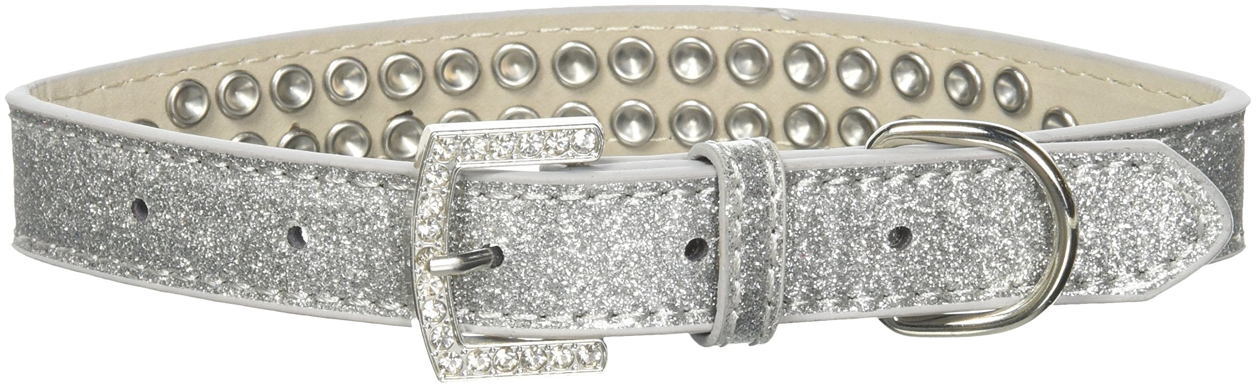 Dog, Puppy & Pet Ice Cream Collar, &quot;Two Row Aurora Borealis Crystal Rimsets&quot; Silver 18