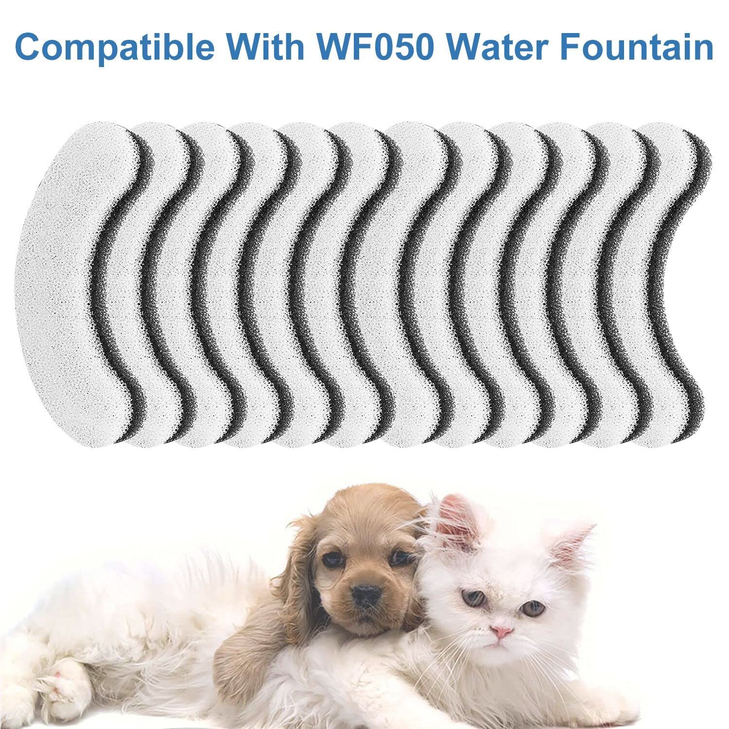 Replacement Premium Water Filter For Npet Wf050 Transparent Water Fountain, Arc-Shaped, Washable Pet Fountain Filters With Triple Filtration System, 12 Pack