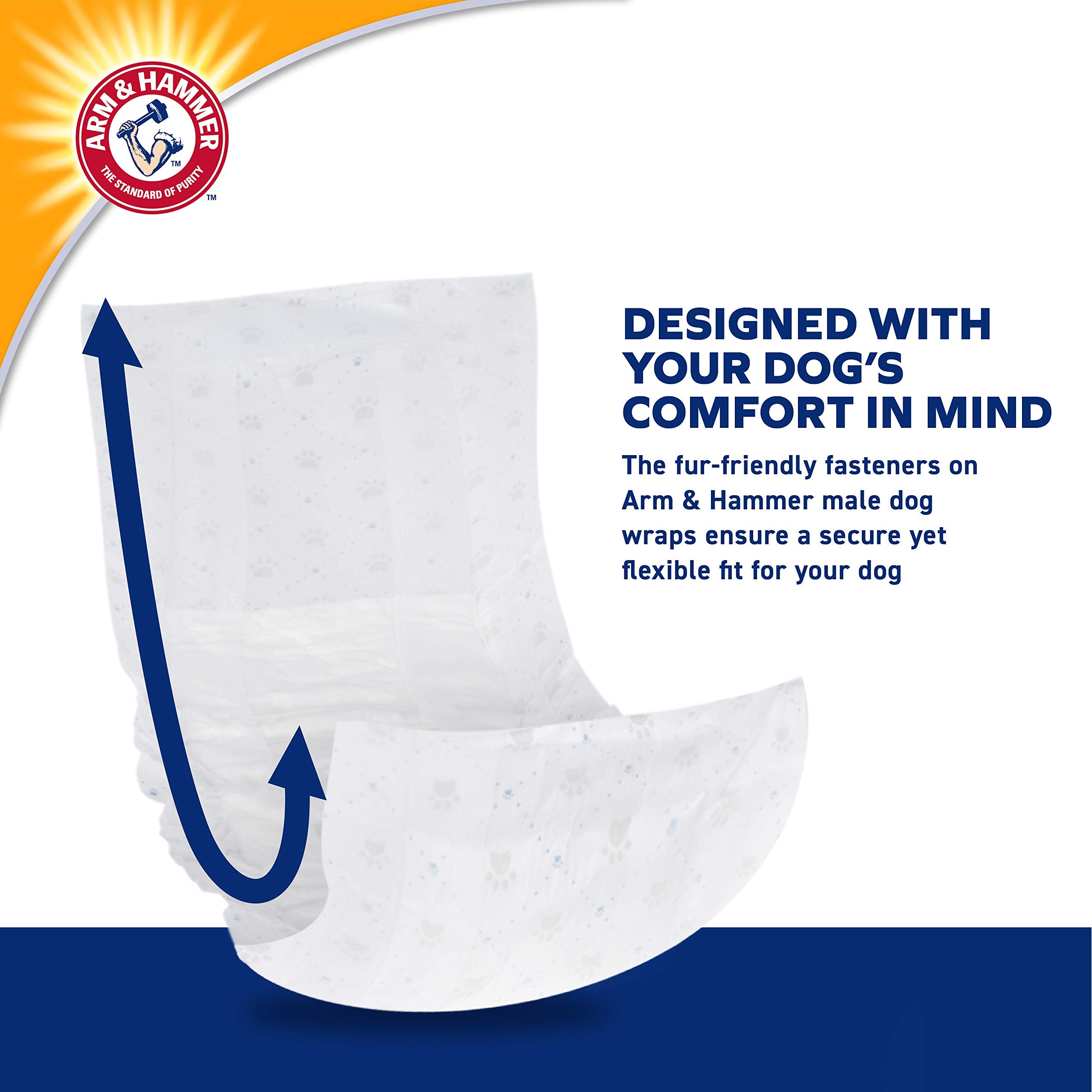 Arm&Hammer for Pets Male Dog Wraps, Medium 24 Ct UltraAbsorbent, Adjustable Male Dog Diapers with Leakproof Protection & Wetness