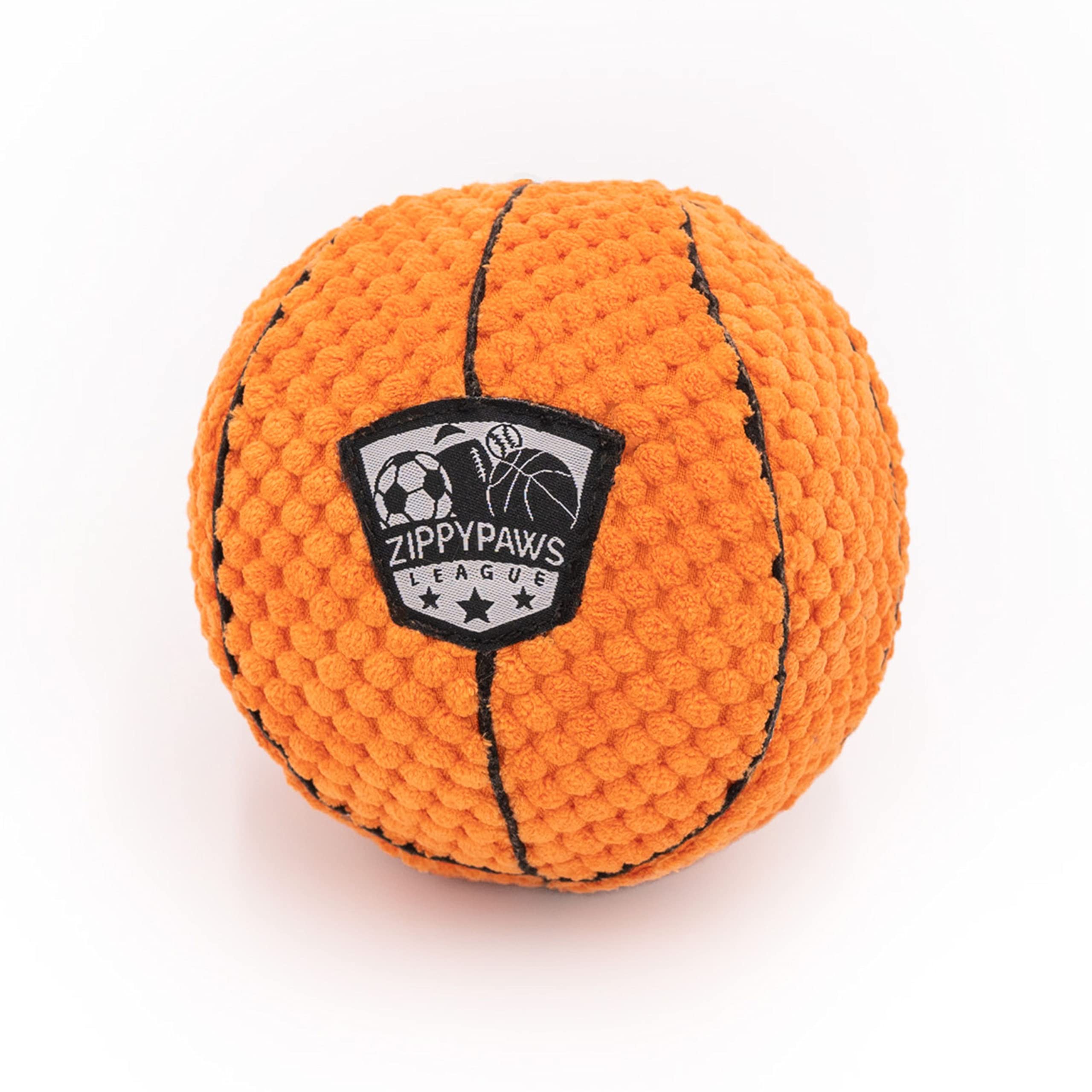 ZippyPaws SportsBallz - Plush Basketball Dog Toy, Soft Squeaky Balls for Dogs, Indoor & Outdoor Puppy Fetch Toys for Small, Medi