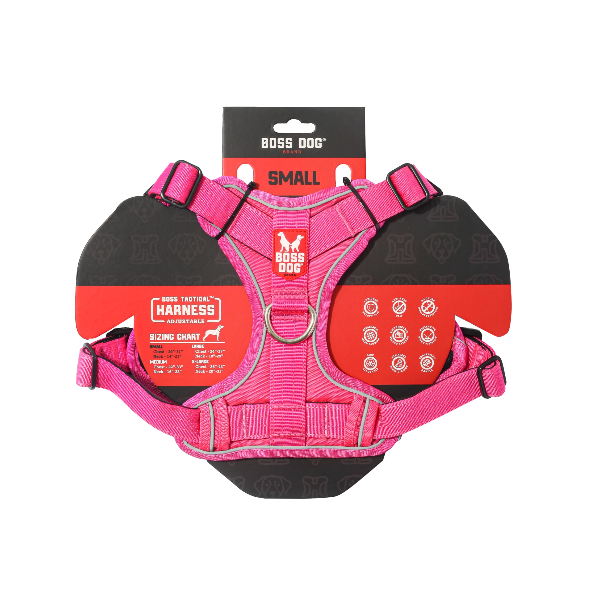 Boss Dog Tactical Harness, Hot Pink, Large