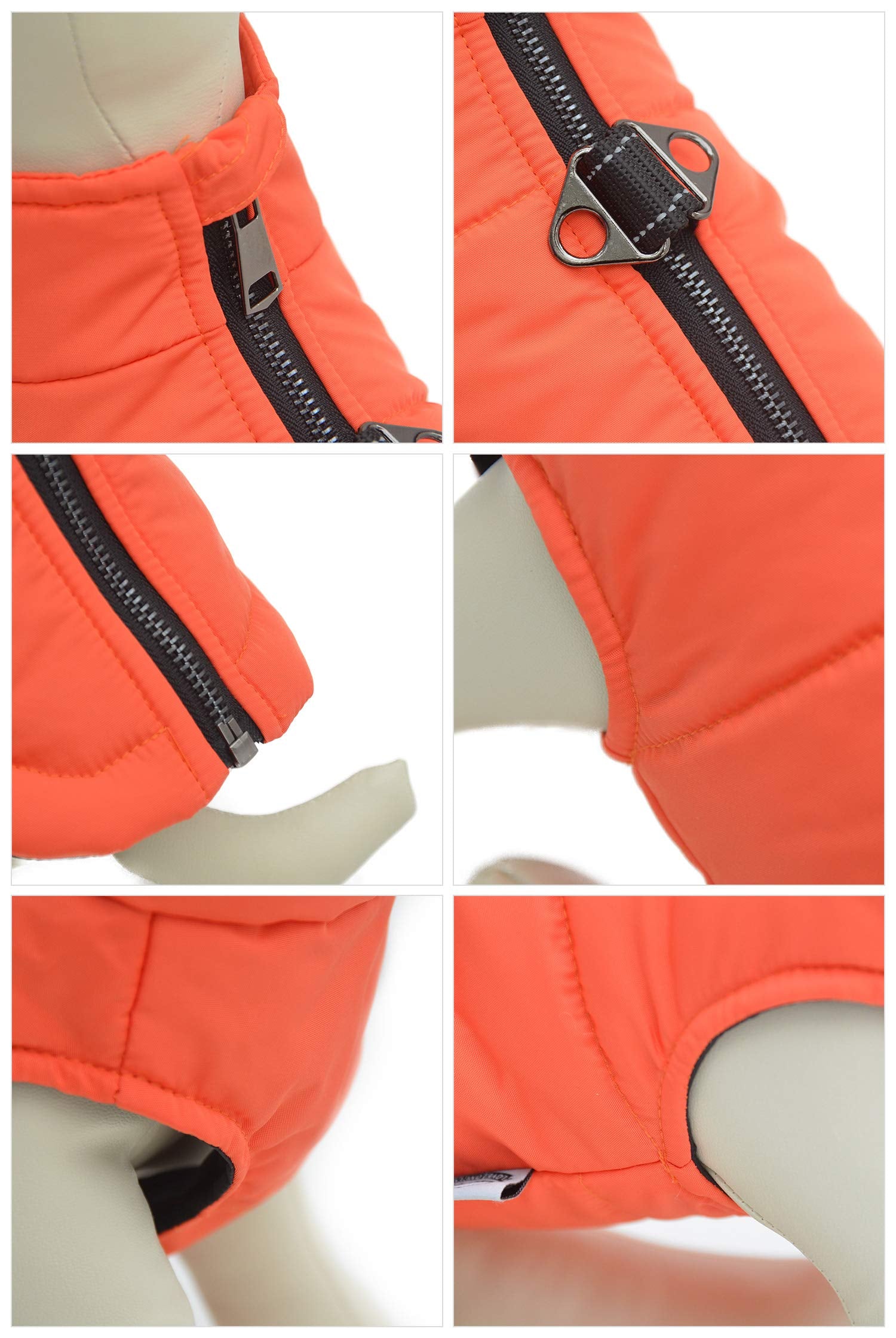 Dog Winter Vest With Cotton Lining, Waterproof Ultra Warm Dog Winter Coat Windproof Zippered Jacket Breathable Soft Dog Coat For Small Medium Large Dogs Orange S