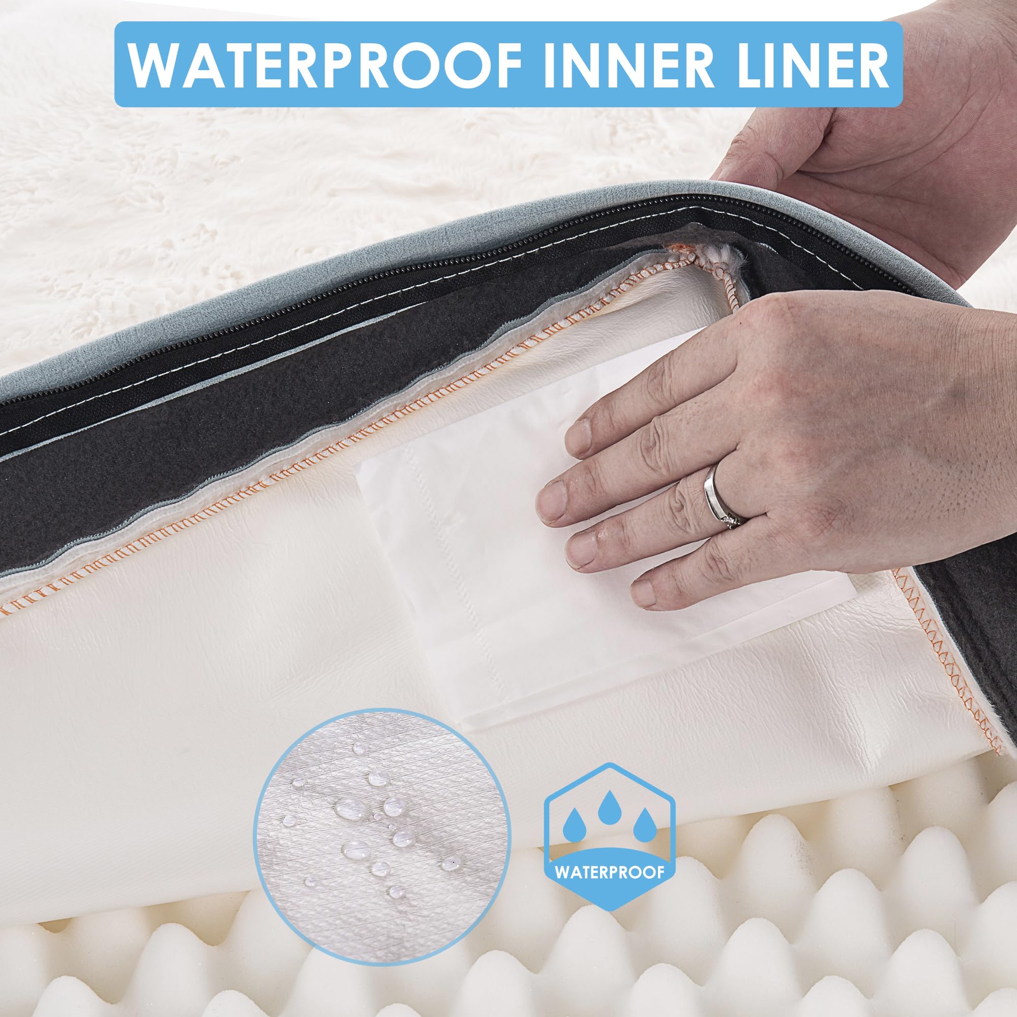 Sunheir Dog Bed Covers Soft Plush Replacement Washable, Extra Large Waterproof Dog Bed Cover With Zipper, Pet Bed Cover 44X32X3