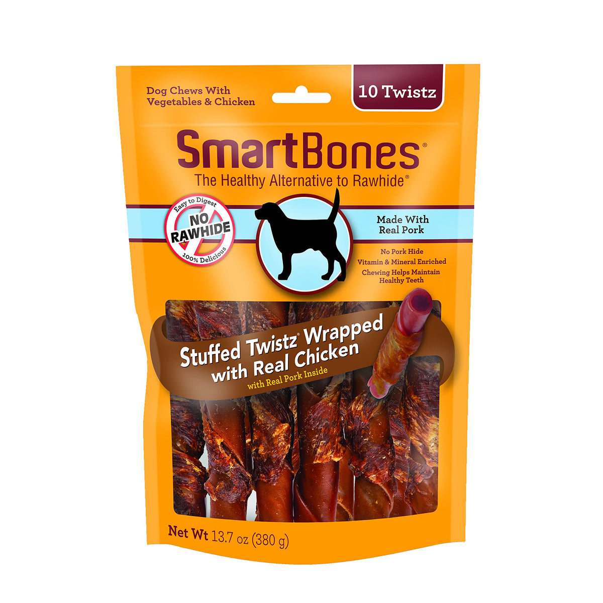 Smartbones Chicken Wrapped Stuffed Twists, Treat Your Dog To A Rawhide-Free Chew Made With Real Meat And Vegetables, 10 Count