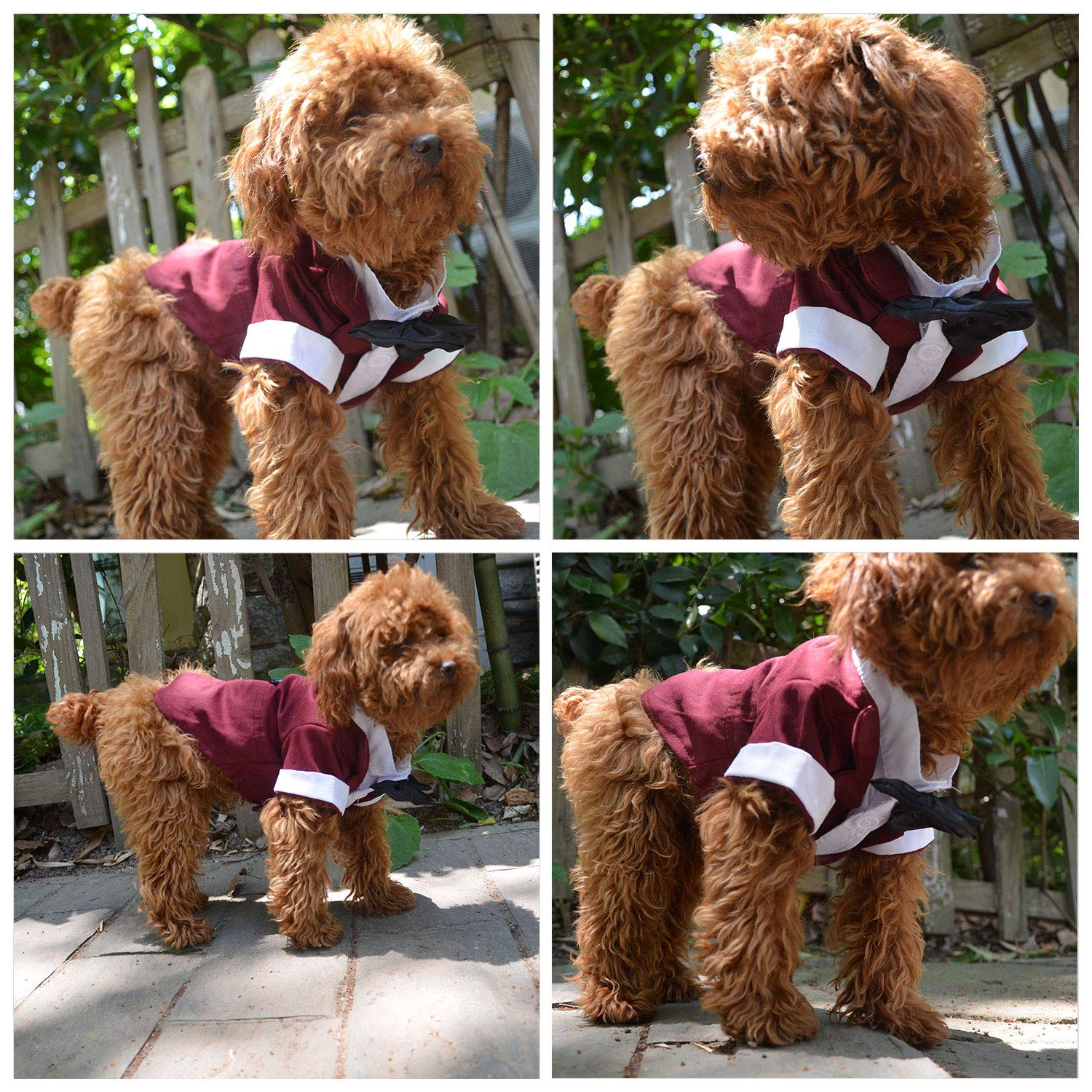 Lovelonglong Pet Costume Dog Suit Formal Tuxedo With Black Bow Tie For Large Medium Small Dogs Cat Wedding Clothes Reddish Brown L-M