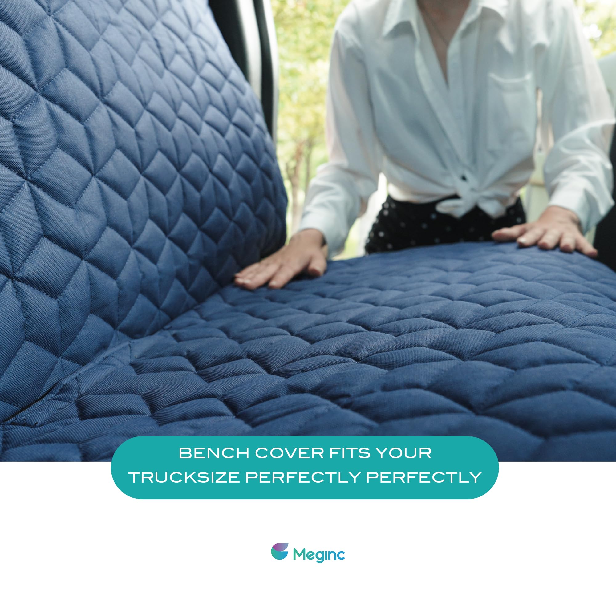 Meginc Dog Car Seat Covers For Back Seat, Heavy Duty Pet Bench Seat Covers For Trucks Waterproof Protector Back Seat Nonslip Dog