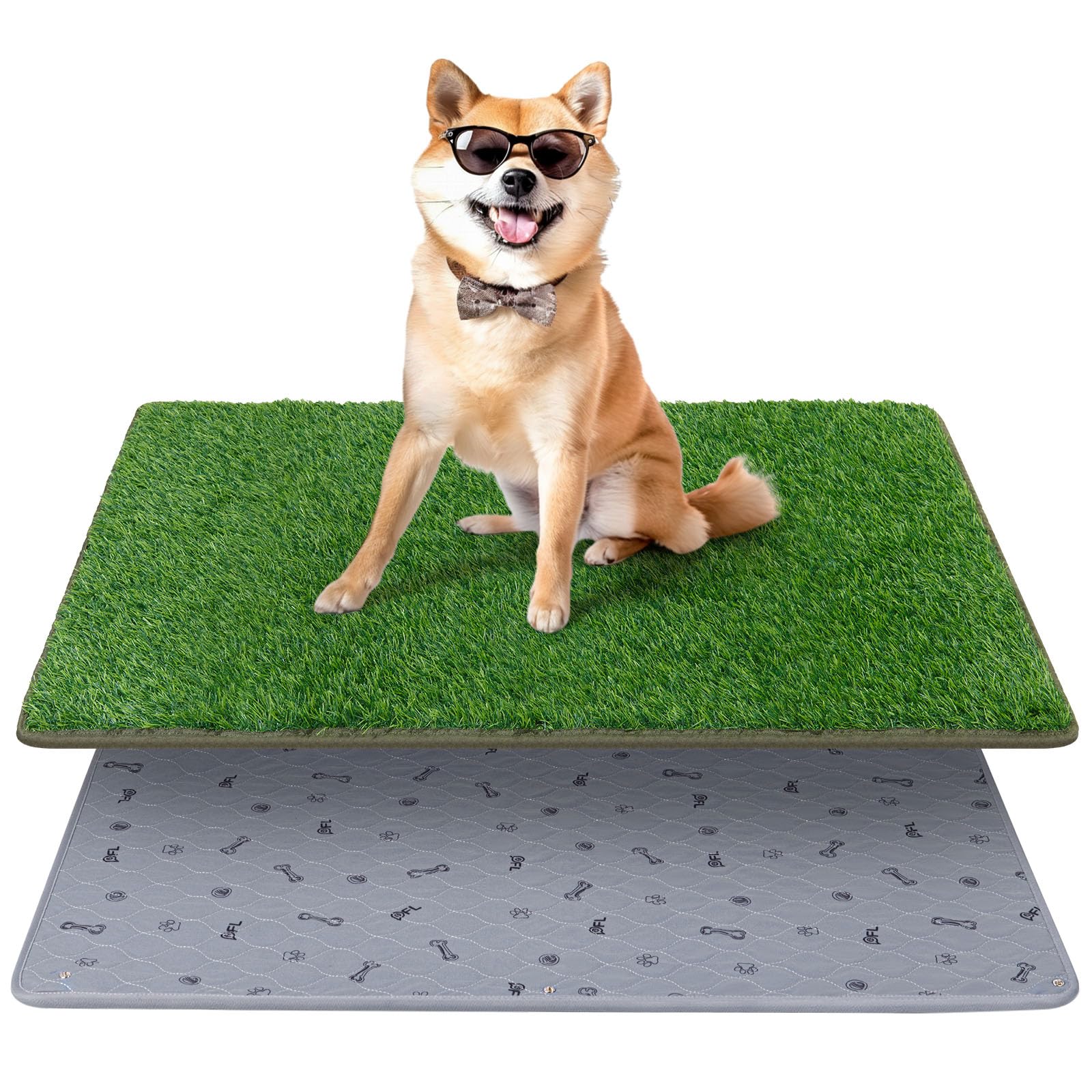 Dog Grass Mat With Pee Pad, Artificial Indoor Turf Grass Potty Training Pads For Dogs Tray Doggies Washable Reusable Puppy Pads 