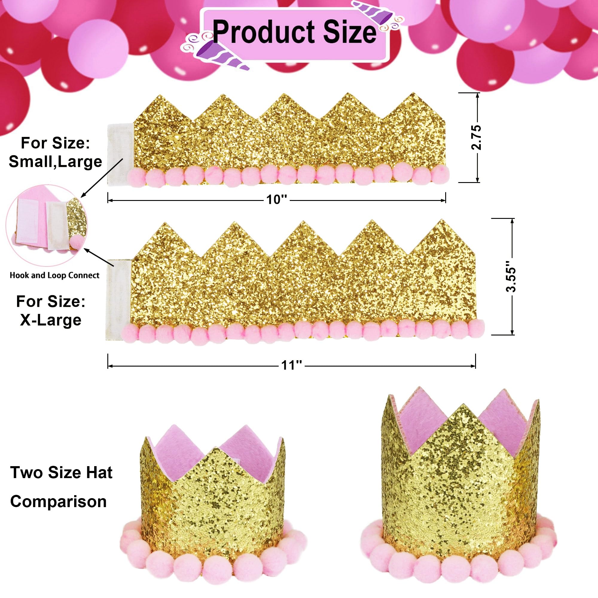 ADOGGYGO Dog Bandana Hat Set for Birthday Party Supply, Boy Girl Pet Birthday Scarf for Extra Large Dog (X-Large, Pink)