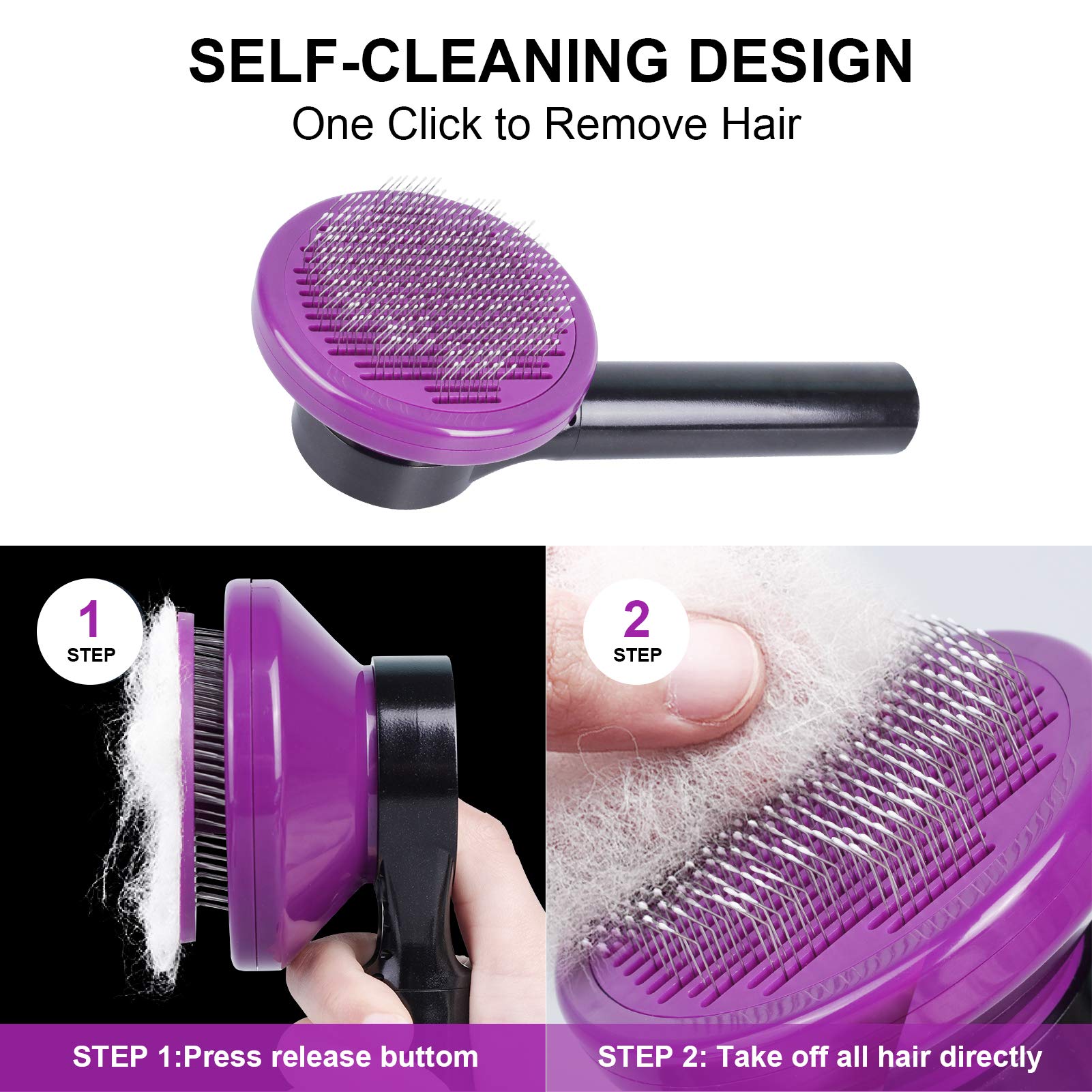 Npet Dog Brush, Self Cleaning Slicker Brush For Cats And Dogs, Gently Removes Loose Undercoat, Mats Tangled Hairs Dog Grooming Kit
