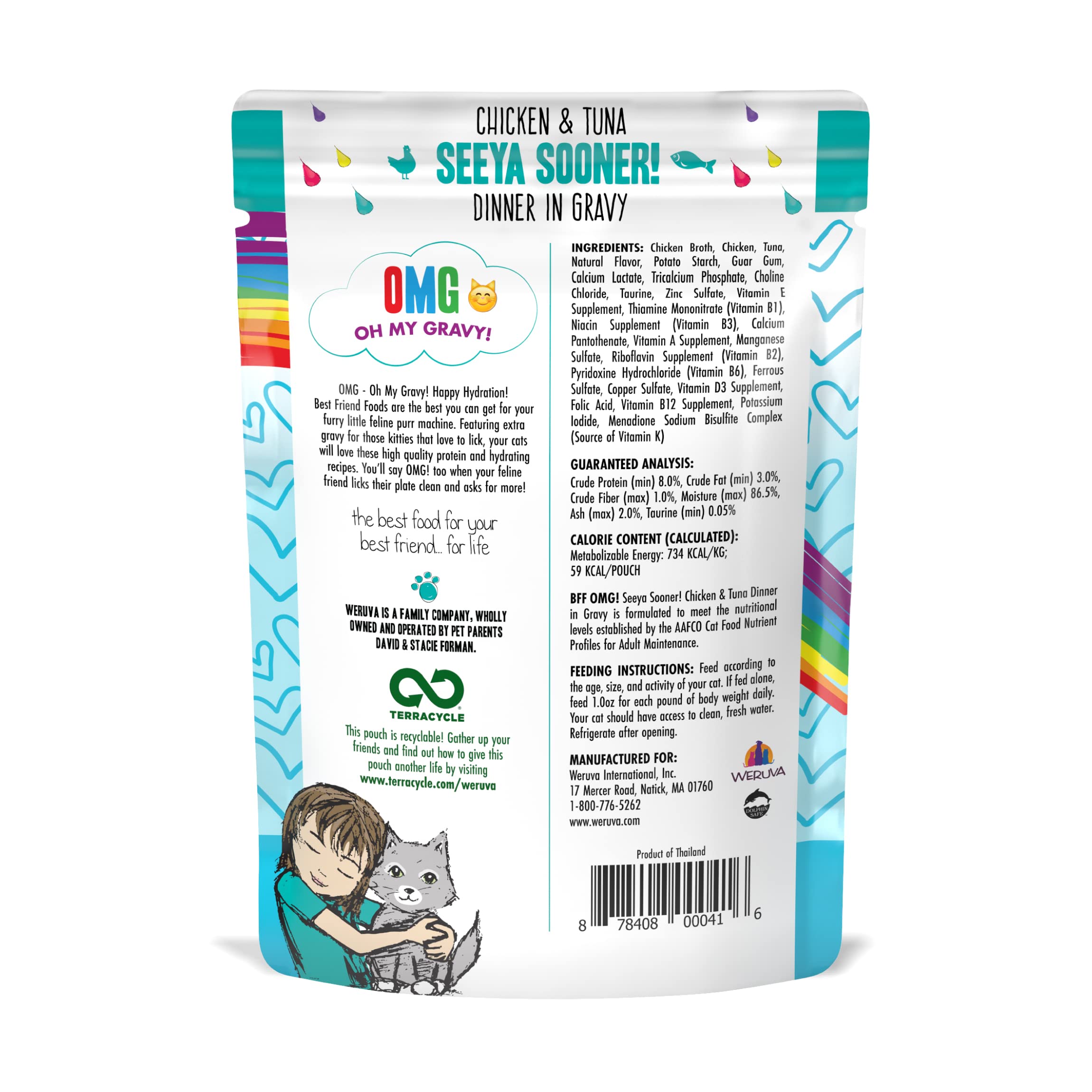 Weruva B.F.F. OMG - Best Feline Friend Oh My Gravy!, Seeya Sooner! with Chicken & Tuna in Gravy Cat Food, 2.8oz Pouch (Pack of 1