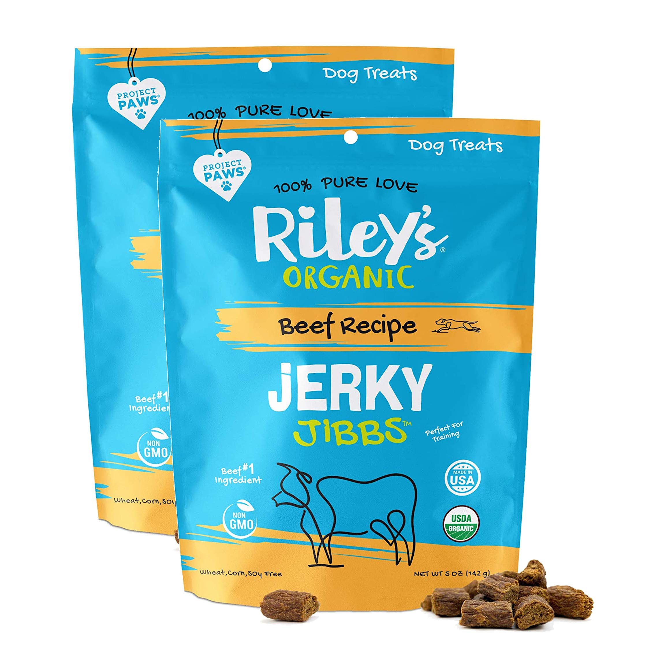 Rileys Organics Jerky Jibbs Beef Recipe Dog Treats 2 Pack 5 oz