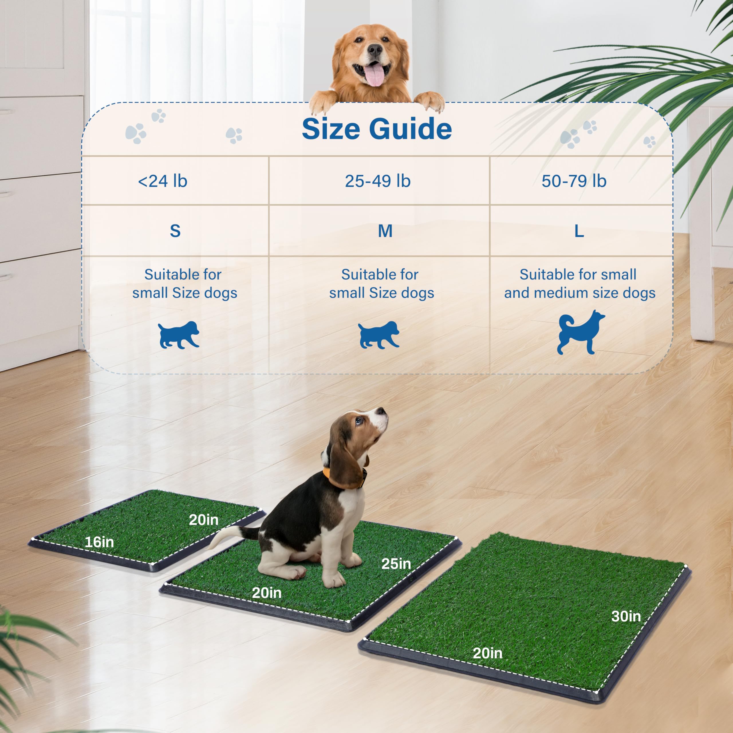 Fluffydream Dog Grass Pad With Tray, 20''X25'' Artificial Grass For Dogs Potty Strong Absorbency Dog Grass Pad With Tray, Litter