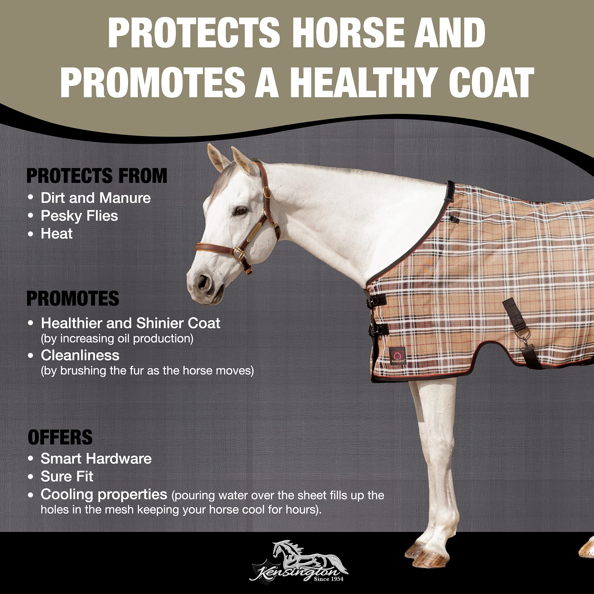 Kensington Breathable And Uv Protective Sheet Surefit All Season Protection For Horse - 84'', Deluxe Black
