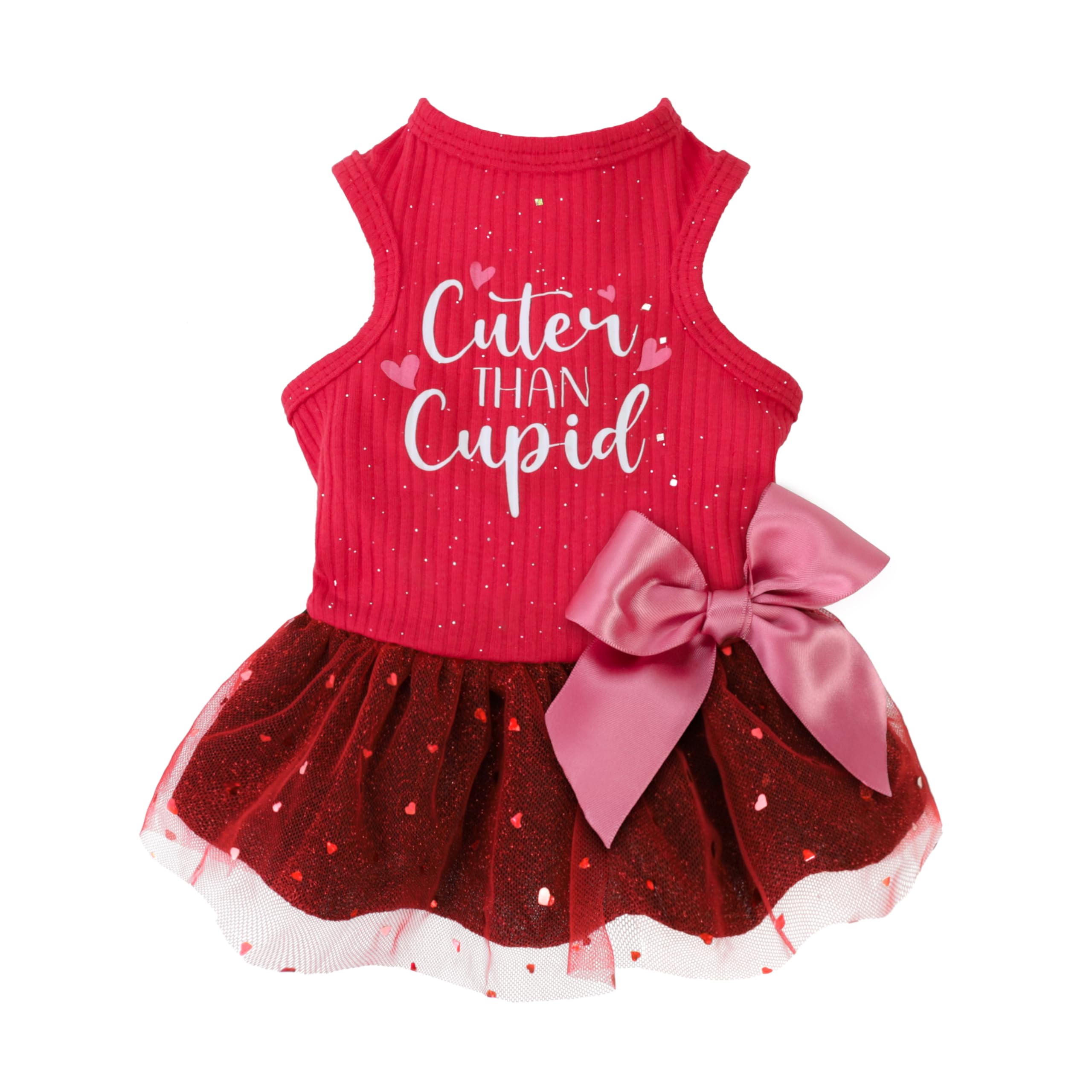 Fitwarm Cuter Than Cupid Dog Tulle Dress, Cute Girl Dog Clothes, Funny Pet Apparel, Burgundy Red, Xs
