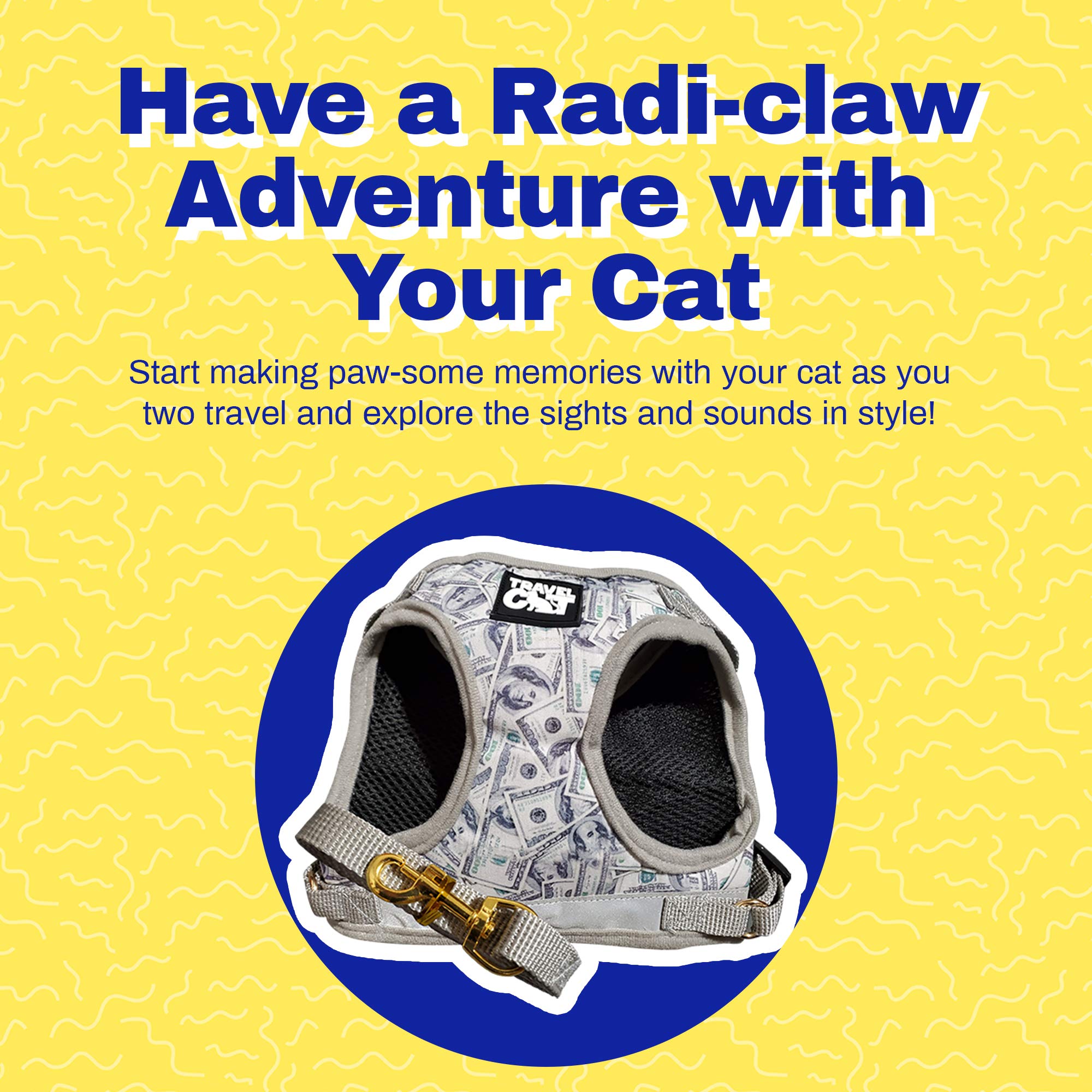 Travel Cat & Stray Cat Harness And Leash Set - Adjustable Fit Mesh Cat Harness And Reflective Strap - Comfort Escape Proof Harness For Cats, Kitten For Outdoor Walking, Hiking (Extra Small, Cashcat)