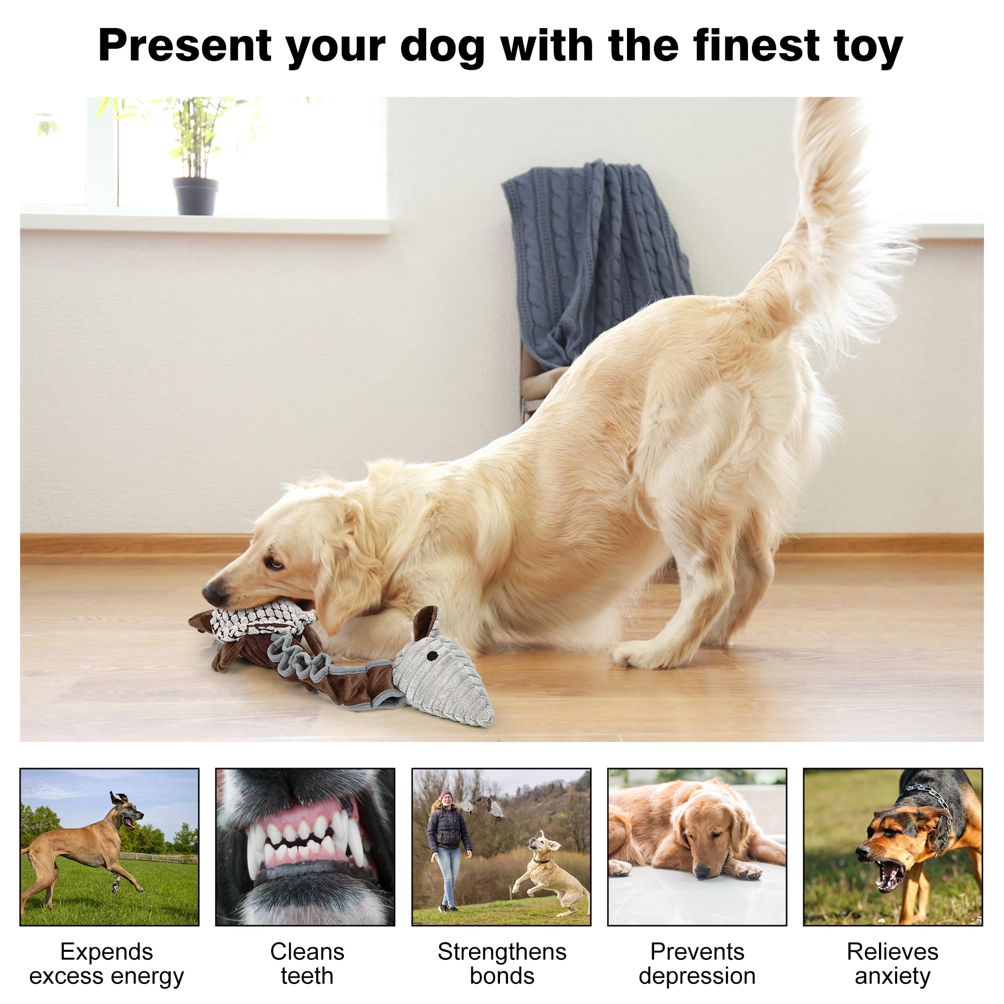Iokheira Dog Toys For Large Dogs Plush Dog Squeaky Toys To Keep Them Busy Tug Of War Dog Toys For Medium And Small Dogs Made Of