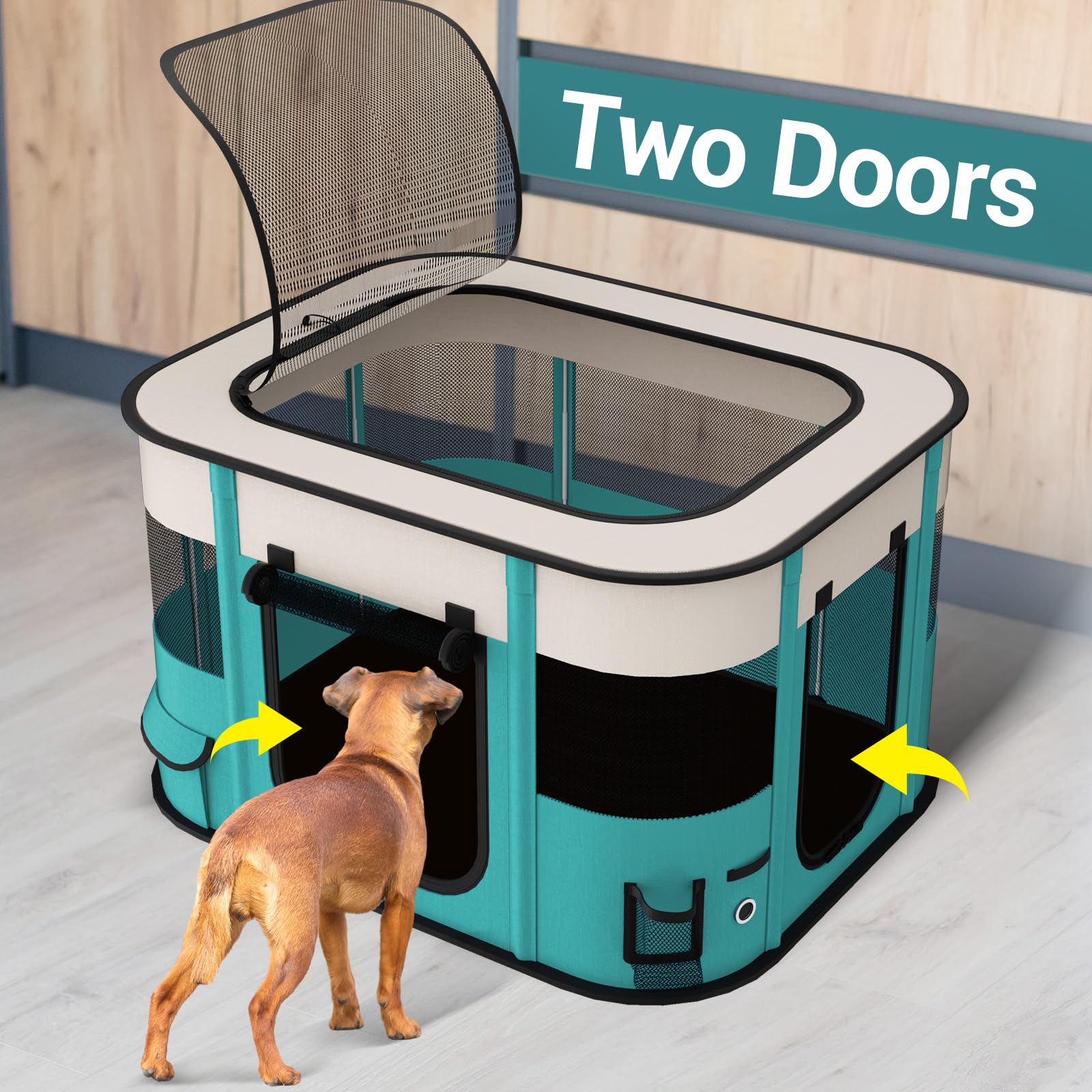 Nocoex Foldable Playpen For Dogs & Cats, Portable Dog Crates Pet Kennel Tent Fence, Puppy Playpen Indoor, Outdoor Travel Use Cam