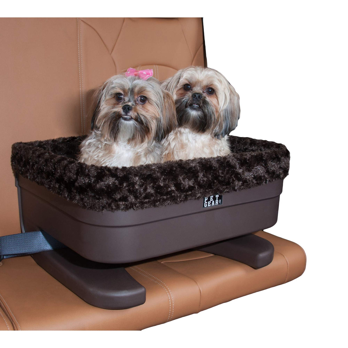 Pet Gear Booster Seat For Dogs/Cats, Removable Washable Comfort Pillow + Liner, Safety Tethers Included, Installs In Seconds, No Tools Required, Chocolate/Swirl, 20'