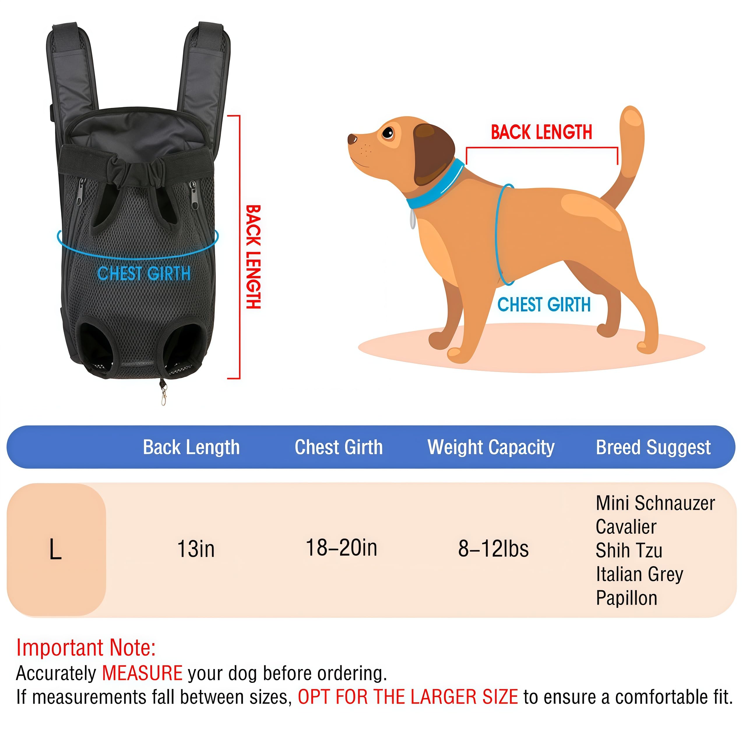 Inspack Dog Backpack Carrier, Adjustable Pet Cat Dog Front Carriers Back Pack, Dog Travel Bag, Dog Chest Carrier,Dog Carriers Fo