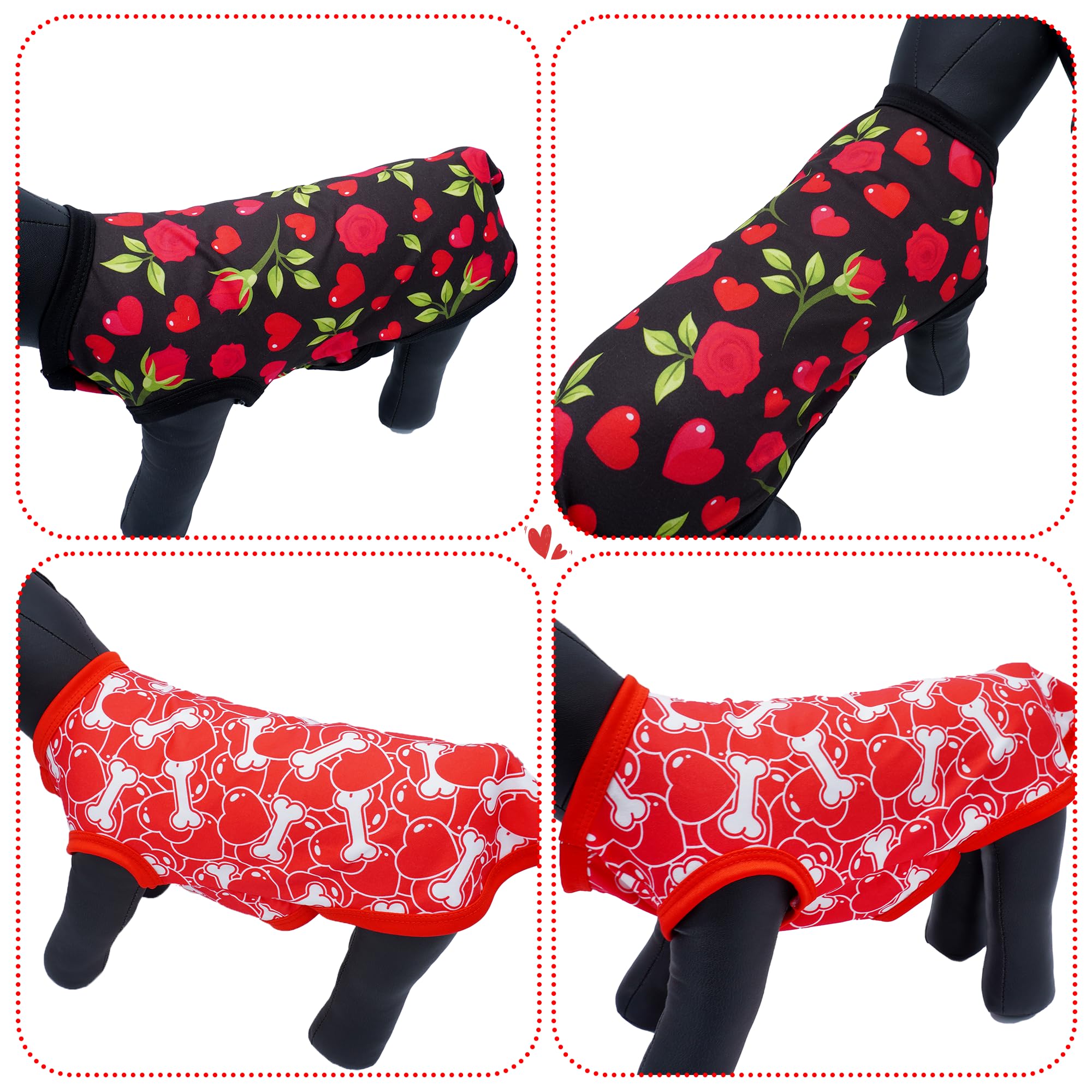 Jpgdn Valentines Dog Shirts For Xxxl Girl Boy Male Female Sleeveless Tank Top Tee Vest T-Shirts Black Red Outfit Pack Of 2