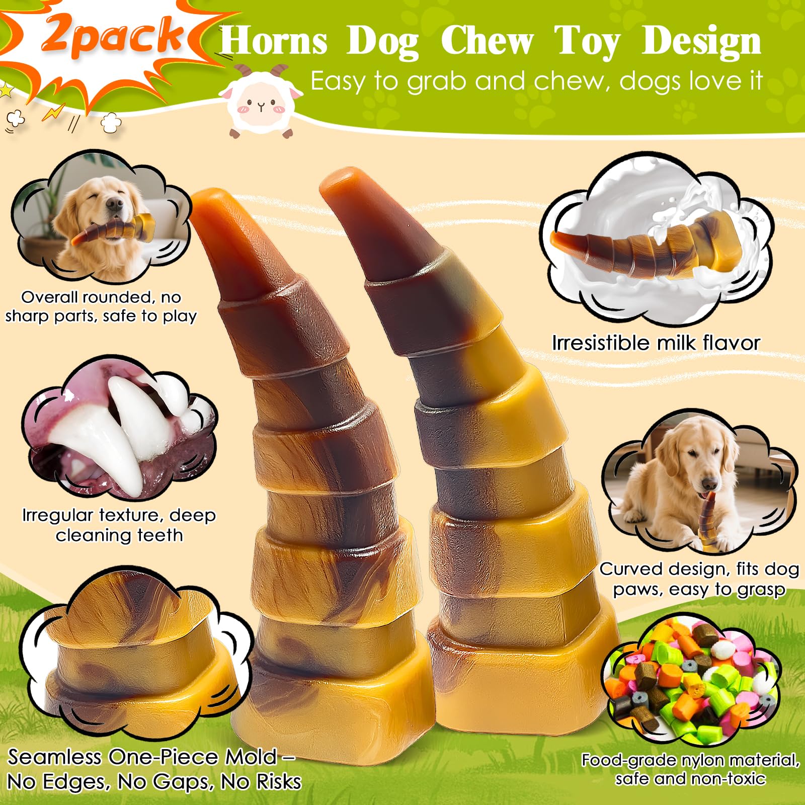 WOWBALA Dog Chew Toy Aggressive Chewers - 2 Pack Indestructible Dog Toys - Tough Dogs Toy to Keep Them Busy - Pet Toys for Mediu