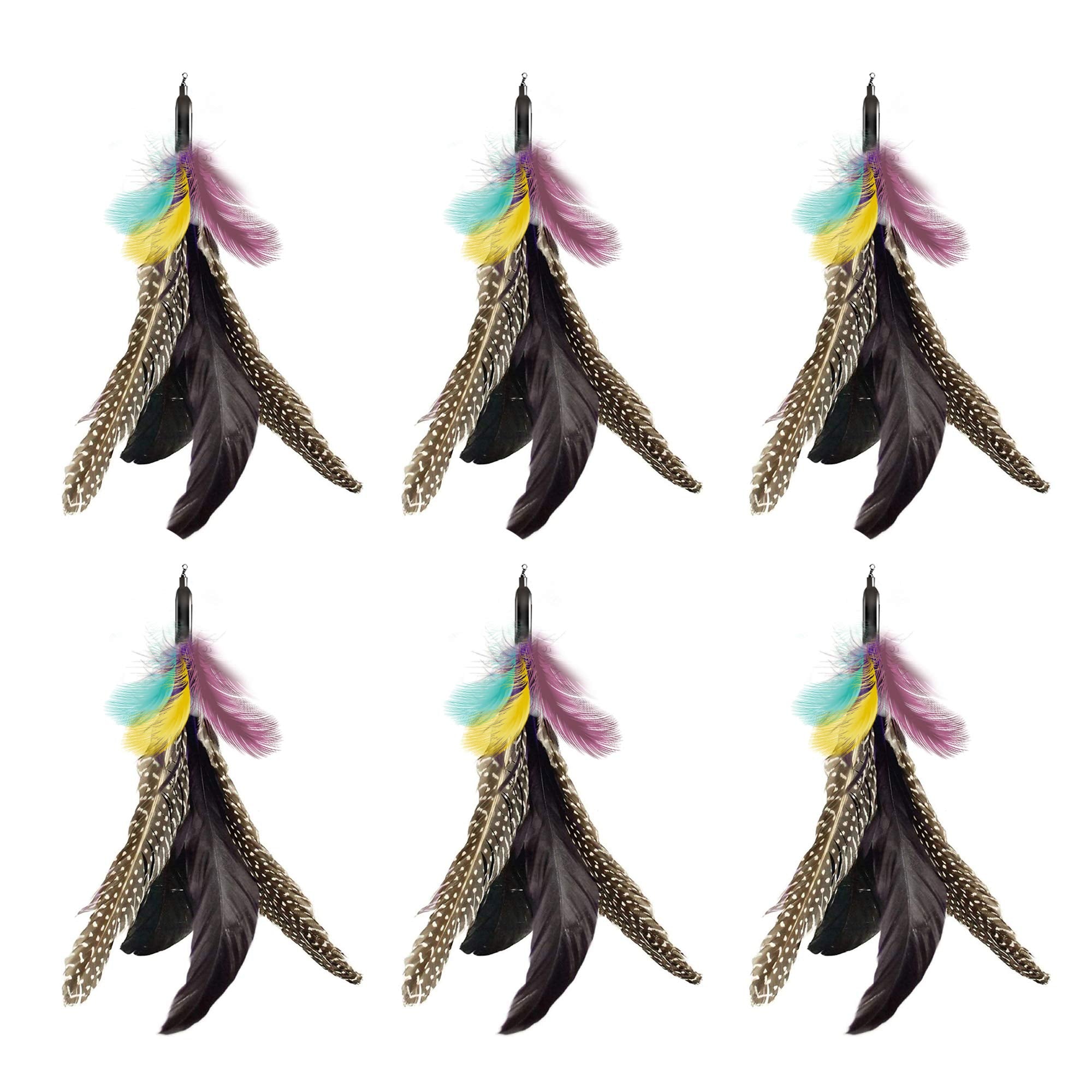Highland Farms Select Handmade Natural Feather Cat Toy Dah Bird Refills - Interactive Cat and Kitten Toy - 6 Pack
