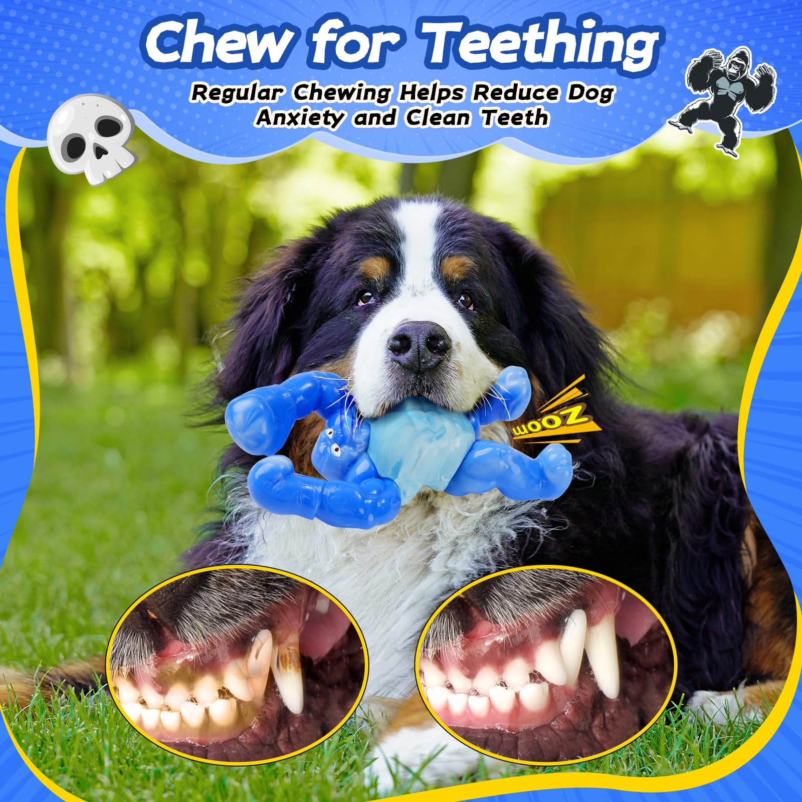 Dog Toys For Aggressive Chewers, Indestructible Chew Toys For Medium Large Breeds(20-80Lb), Durable Squeaky Tough Dog Toy To Kee